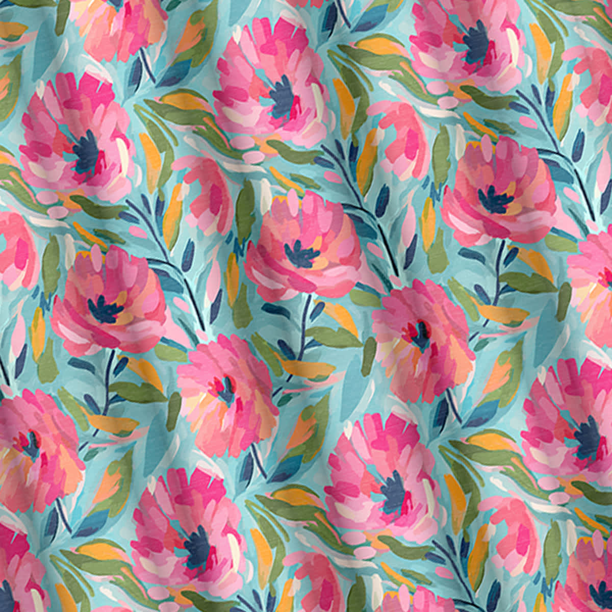 13-Piece Pink Painted Blooms Shower Curtain Set, 70x72