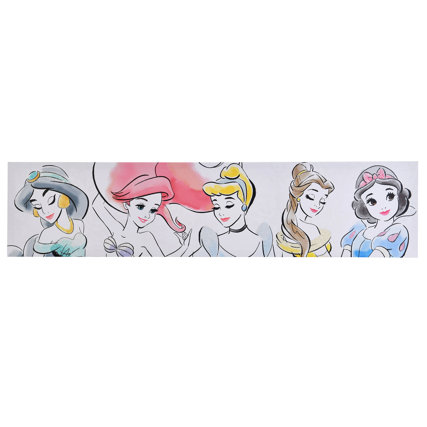 Disney Princesses Watercolor Canvas Wall Art, 36x9