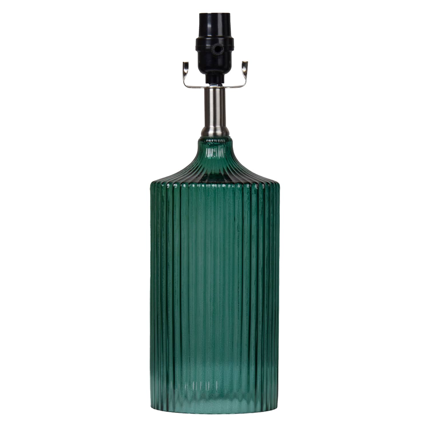 Found & Fable Green Ribbed Glass Small Lamp Base, 15"