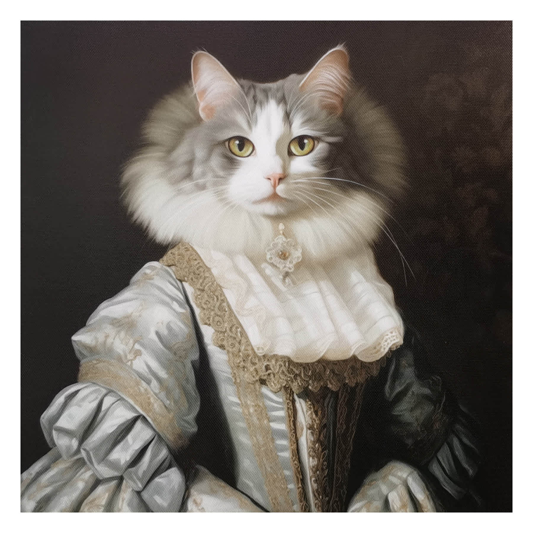 12X12 Grey Victorian Cat Canvas Wall Art