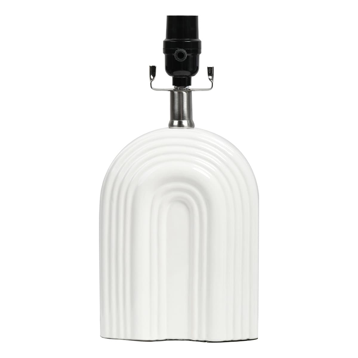 White Ceramic Rainbow Small Lamp with Shade, 13"