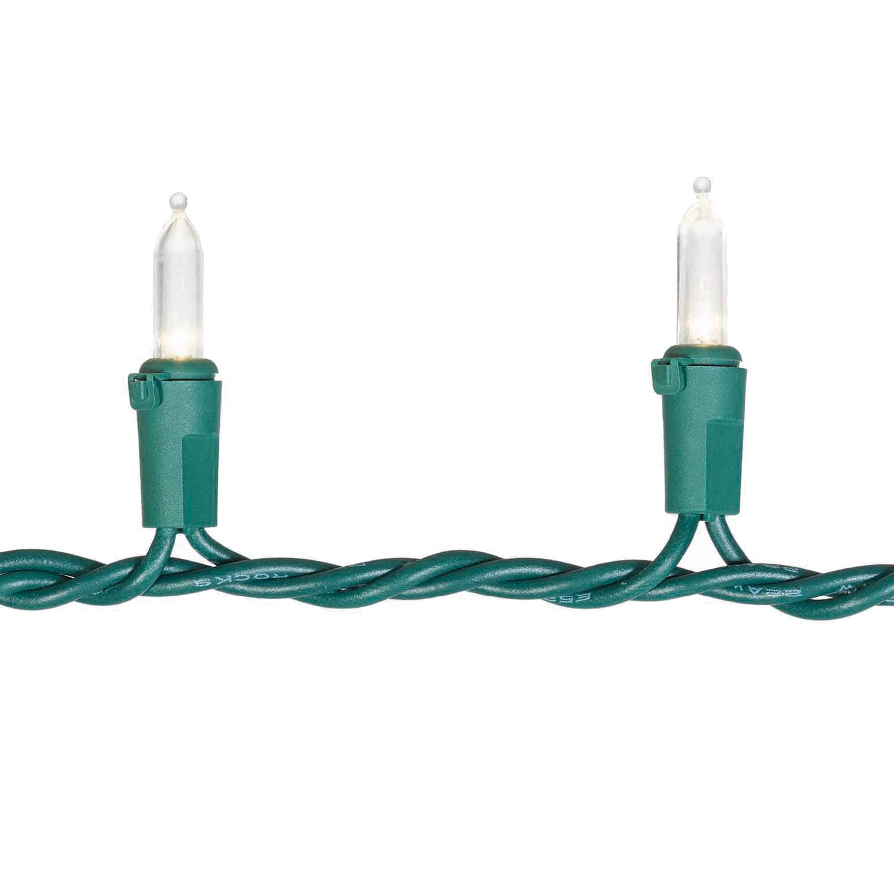 100-Count Warm White LED Mini Lights with Green Wire