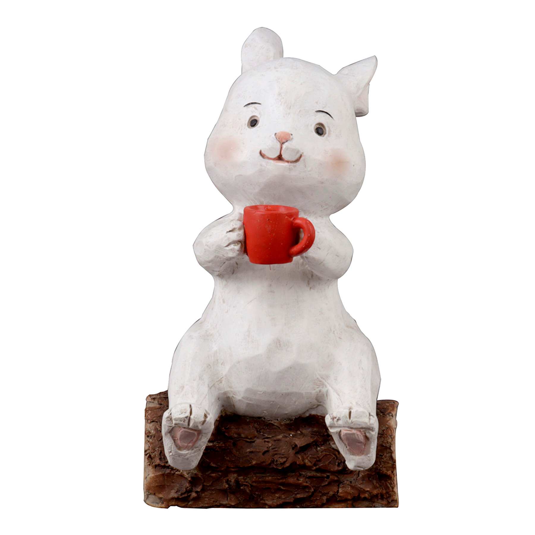 Campfire Bunny on Log Outdoor Garden Statue, 8"