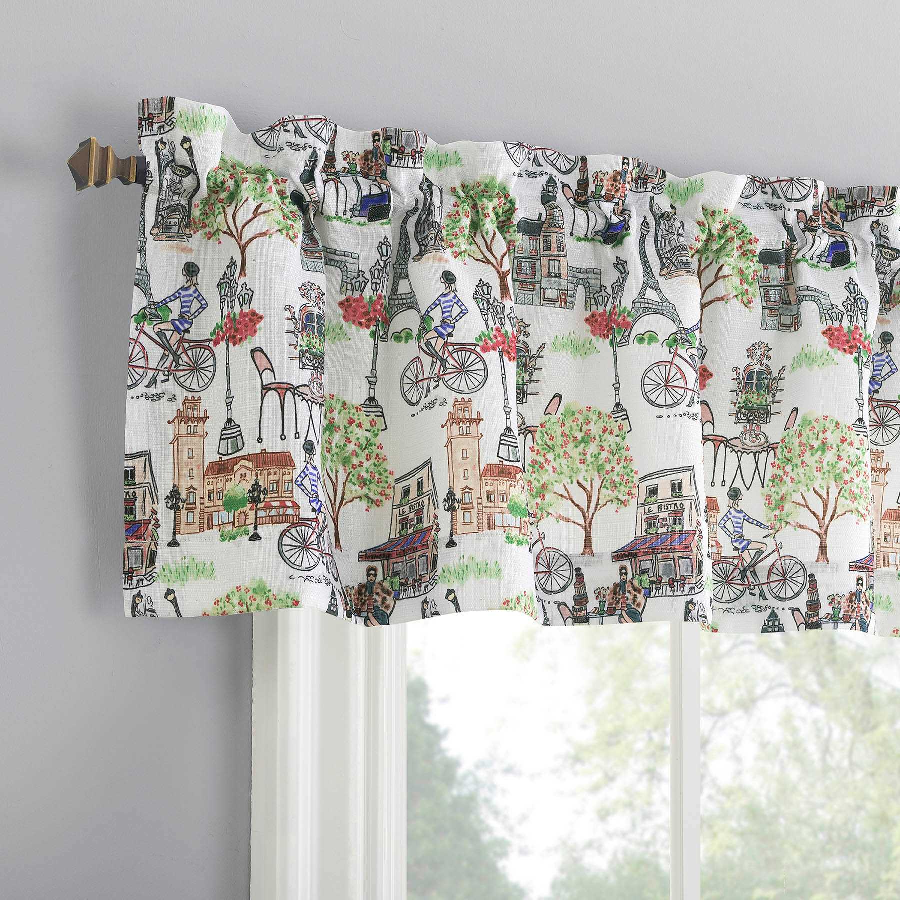 Bonjour White Floral Small Window Valance, 54x14