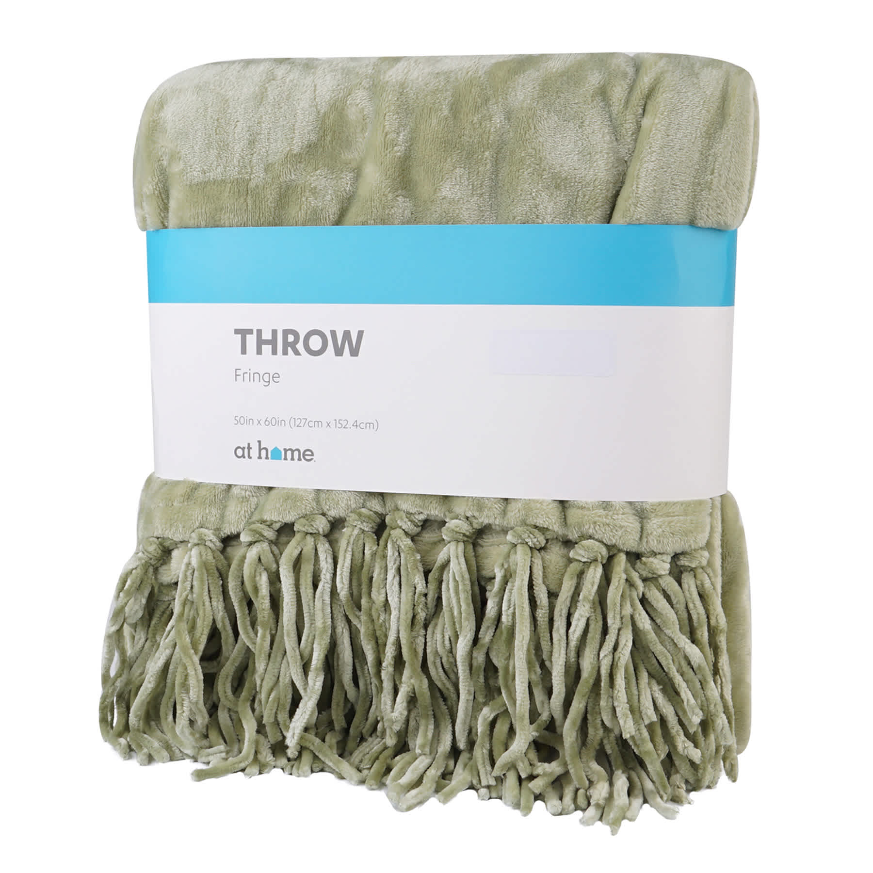 Light Green Fringe Throw Blanket, 50x60
