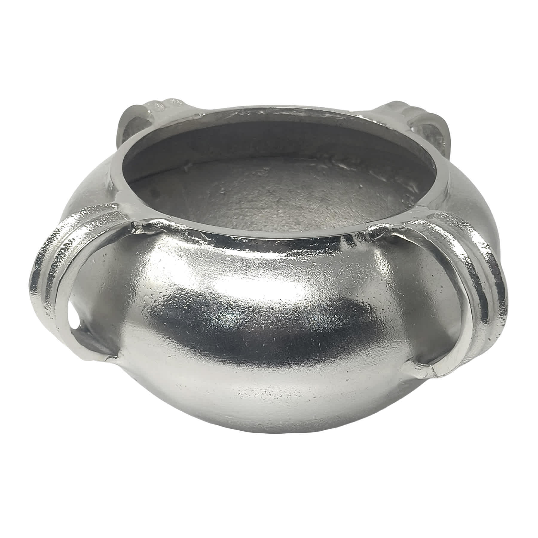 Silver Aluminum Handle Bowl Vase, 11.5"