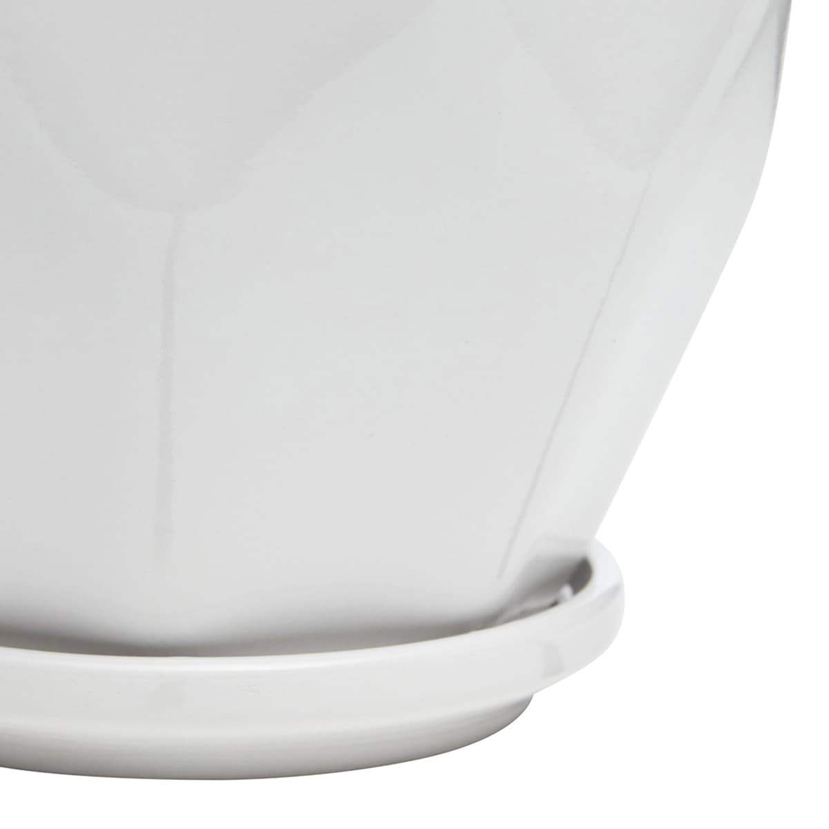 Indoor Hexa White Ceramic Pot, Small