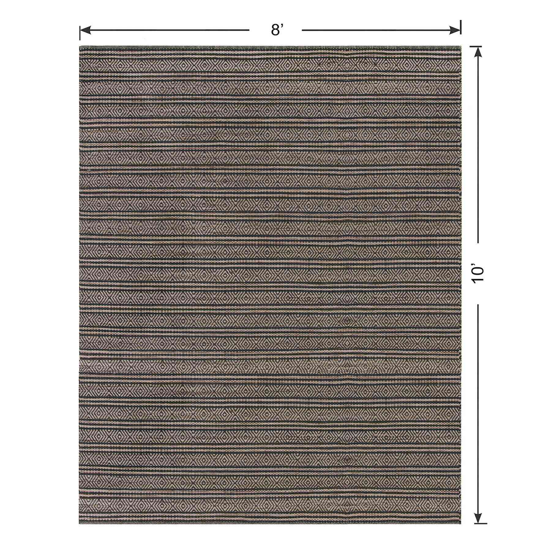 (B722) Honeybloom Kelly Charcoal Grey Flatweave Area Rug, 8x10