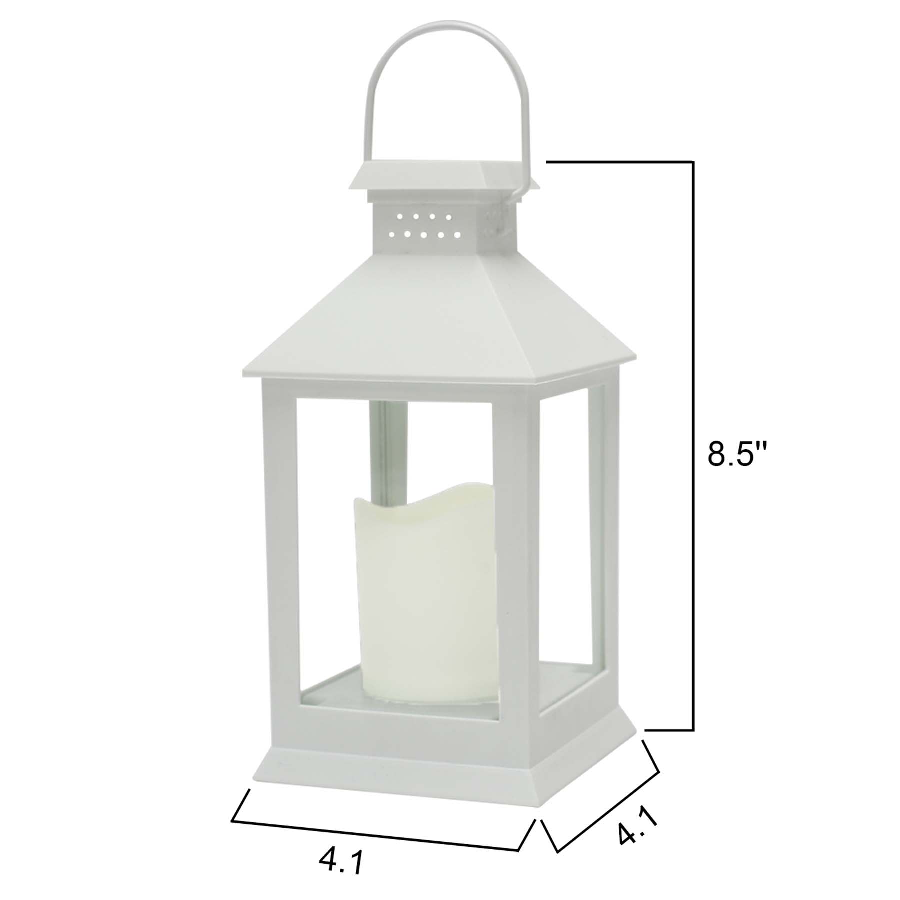 White Outdoor Solar Lantern, 9"