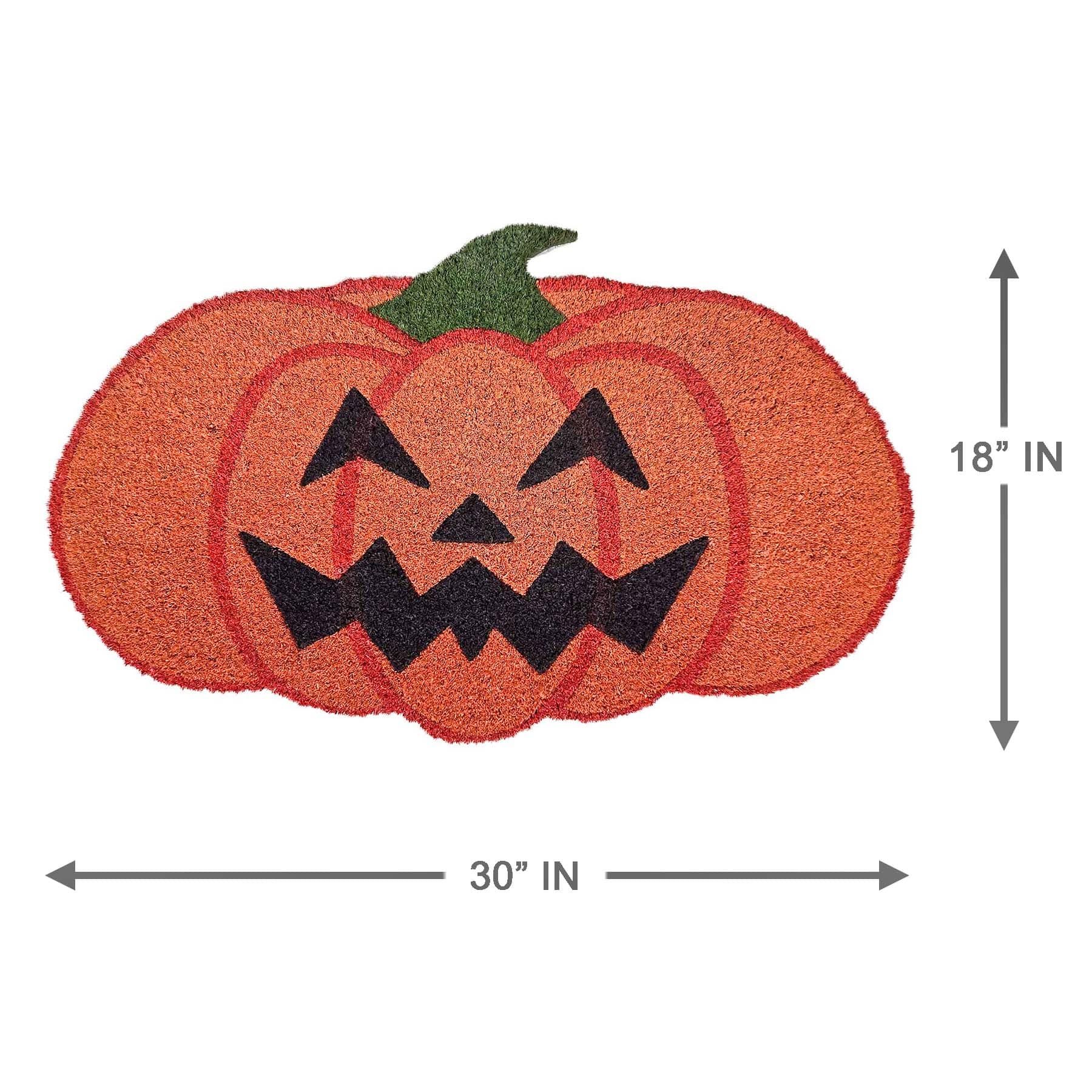 Happy Haunting Jack-o'-Lantern Shaped Coir Mat, 18x30