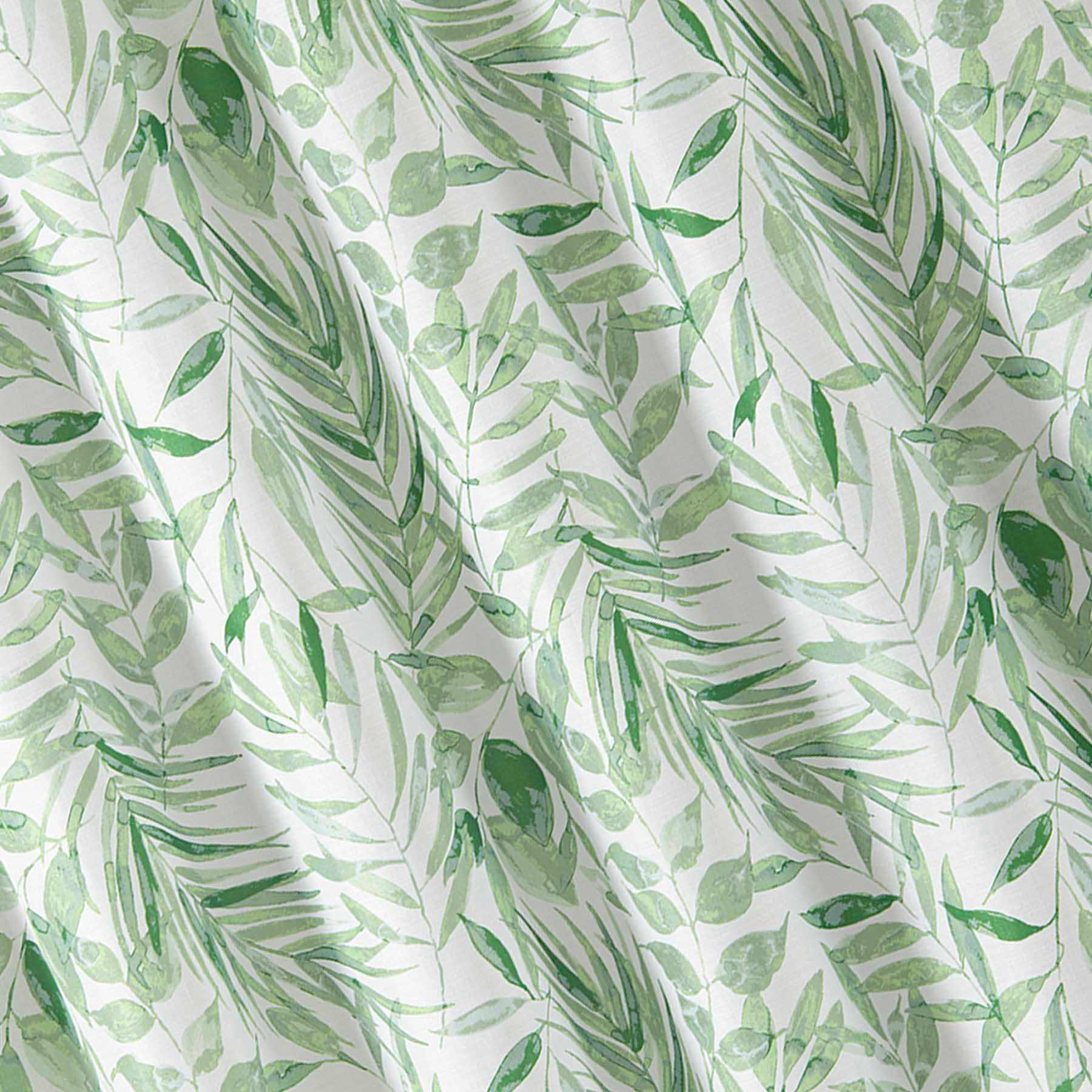 13-Pece Green Palmyra Leaf Shower Curtain Set, 72"