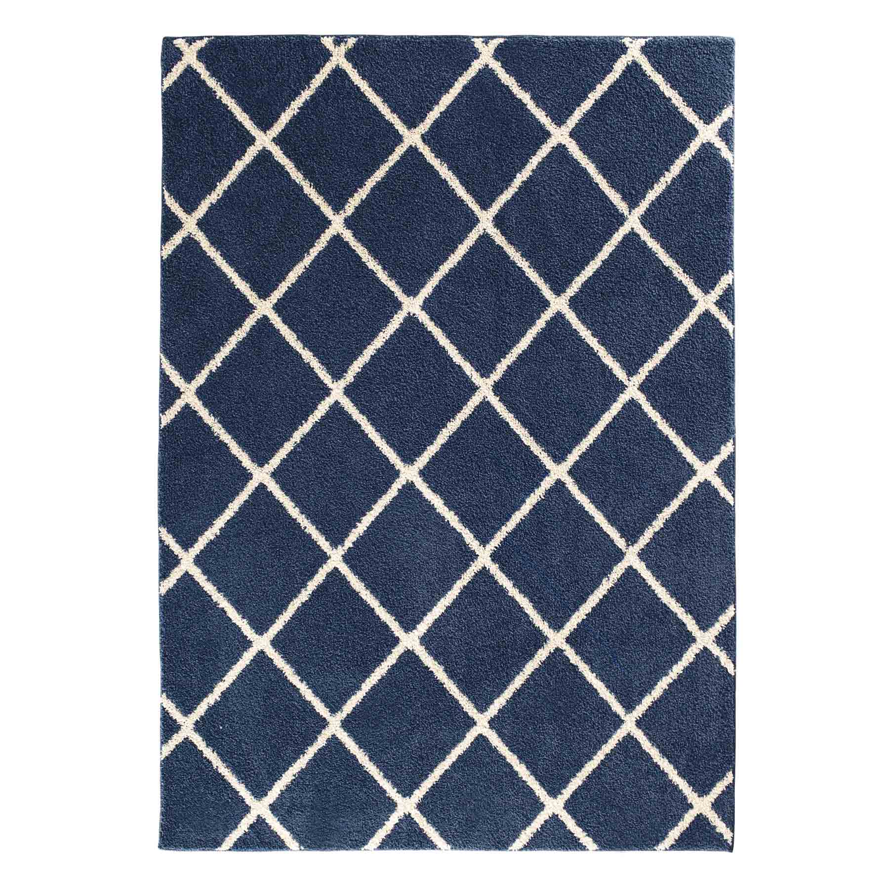 (D429) Brampton Blue Tufted Area Rug With Non-Slip Back, 5x7