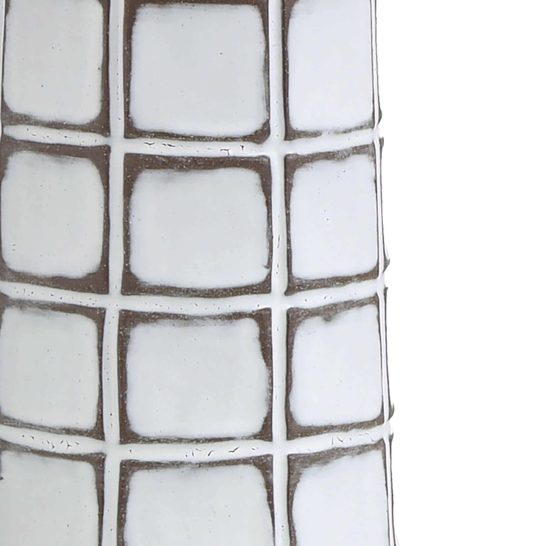 Honeybloom Brown & White Checkered Ceramic Small Lamp Base, 15"