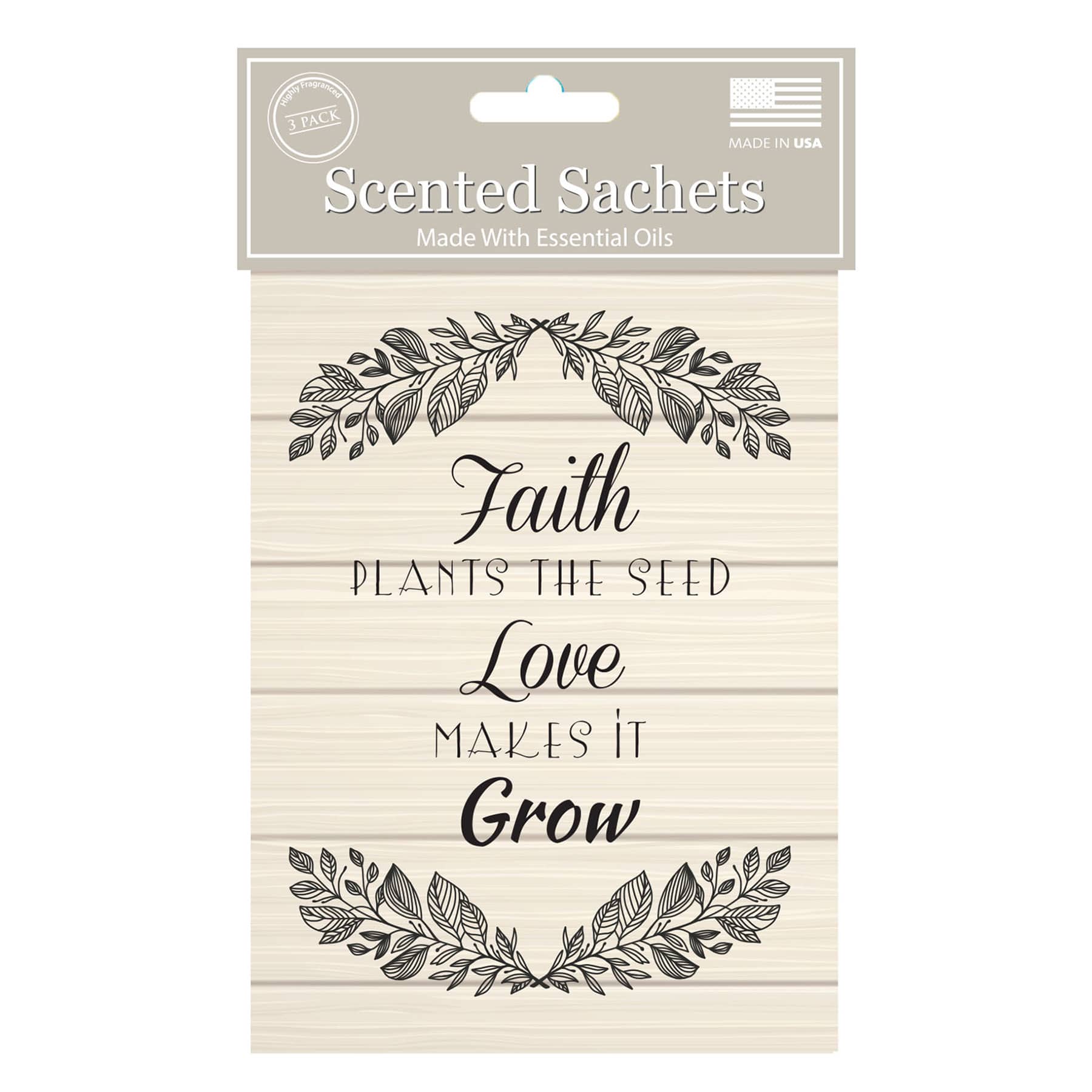 3-Pack Faith Love Grow Scented Sachet