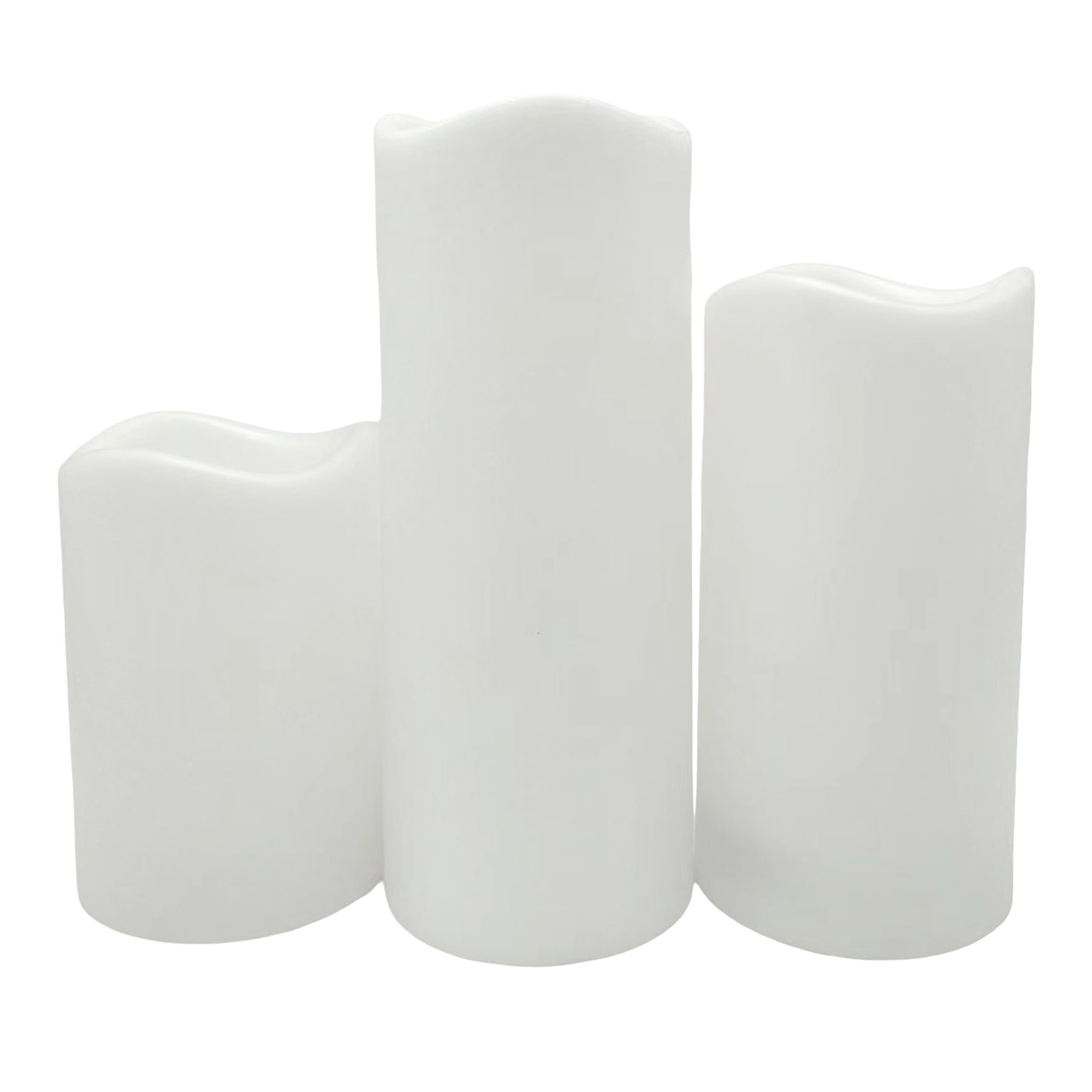 3-Pack White All Weather LED Pillar Candles, 4x6/4x8/4x10
