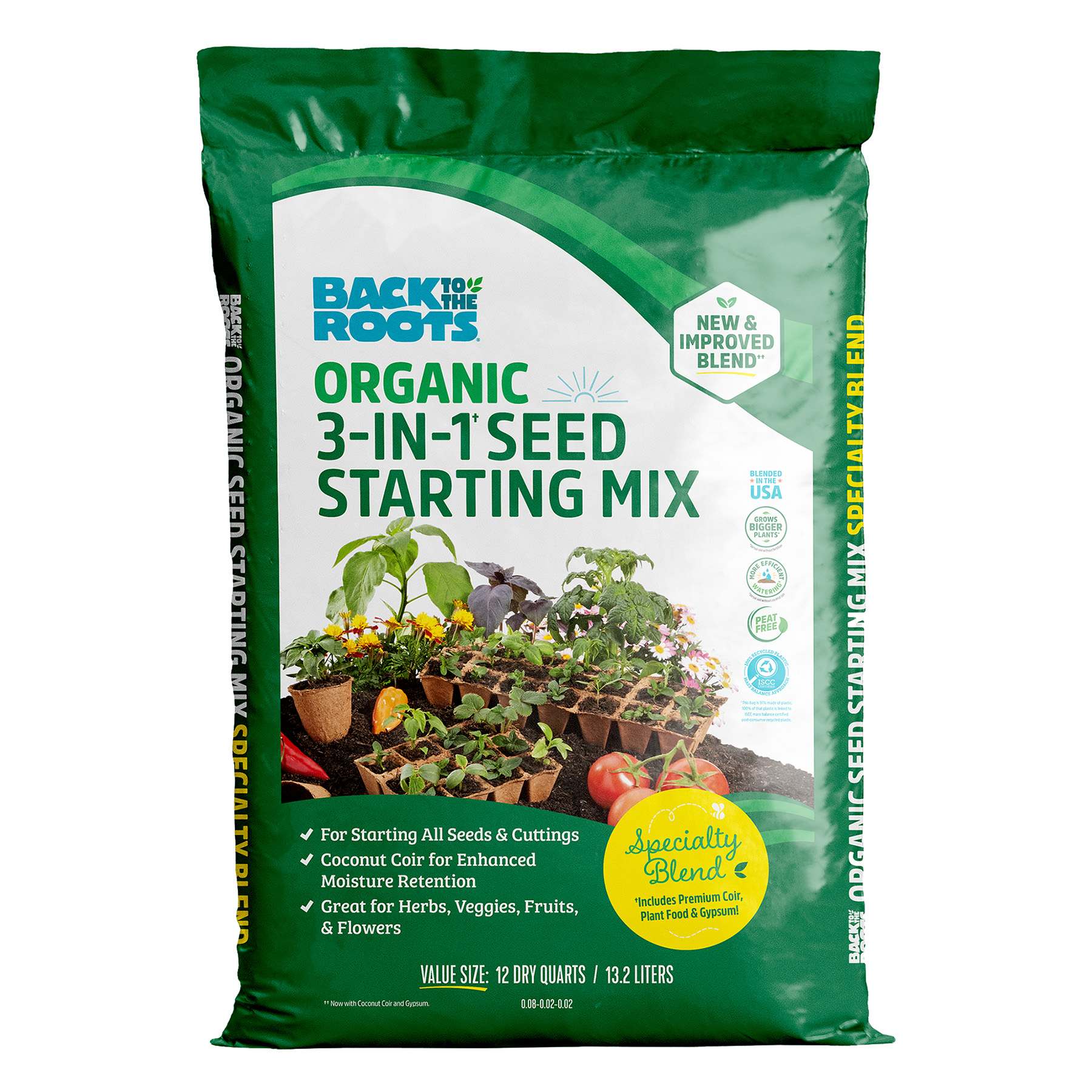 Back to Roots Organic 3-In-1Seed Starting Mix, 12qt