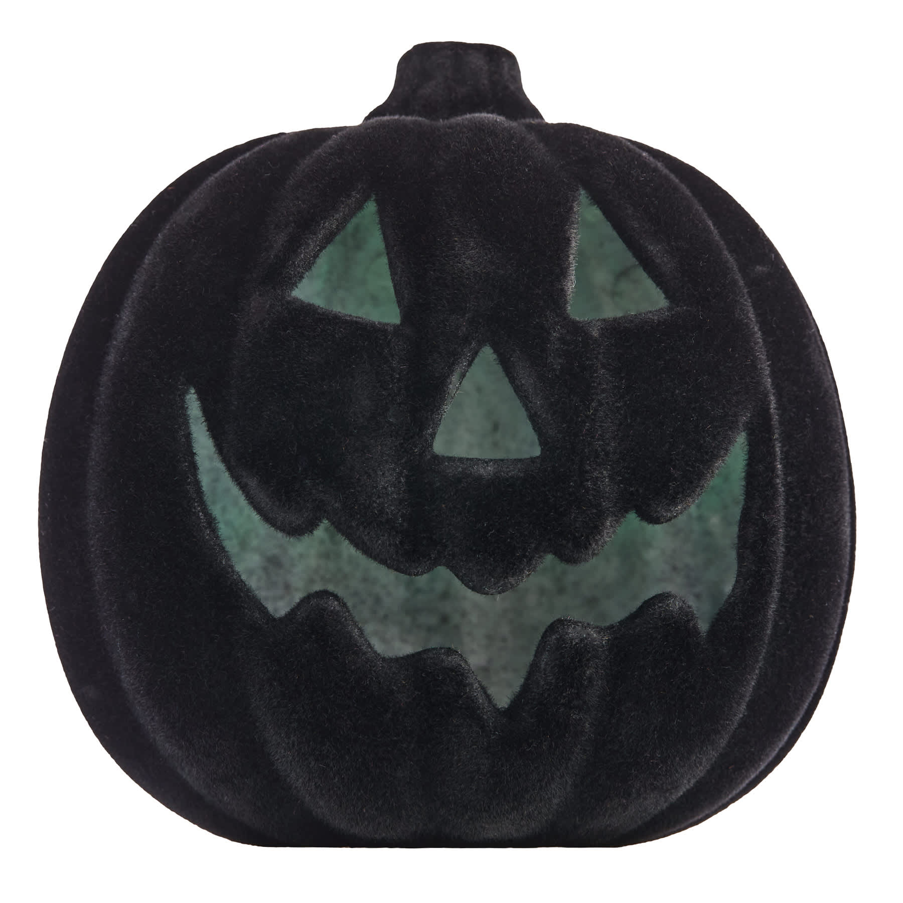 Hey Boo! Black Flocking Pumpkin with Light, 5.5"