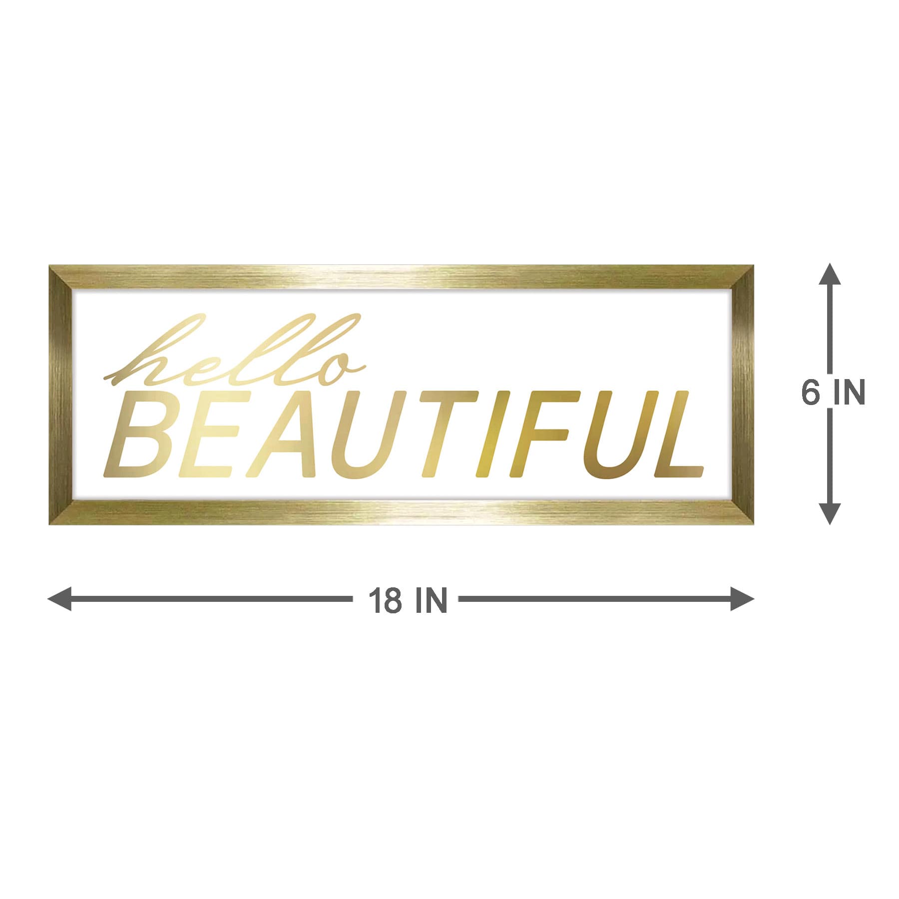 Glass Framed Hello Beautiful Wall Sign, 6x18