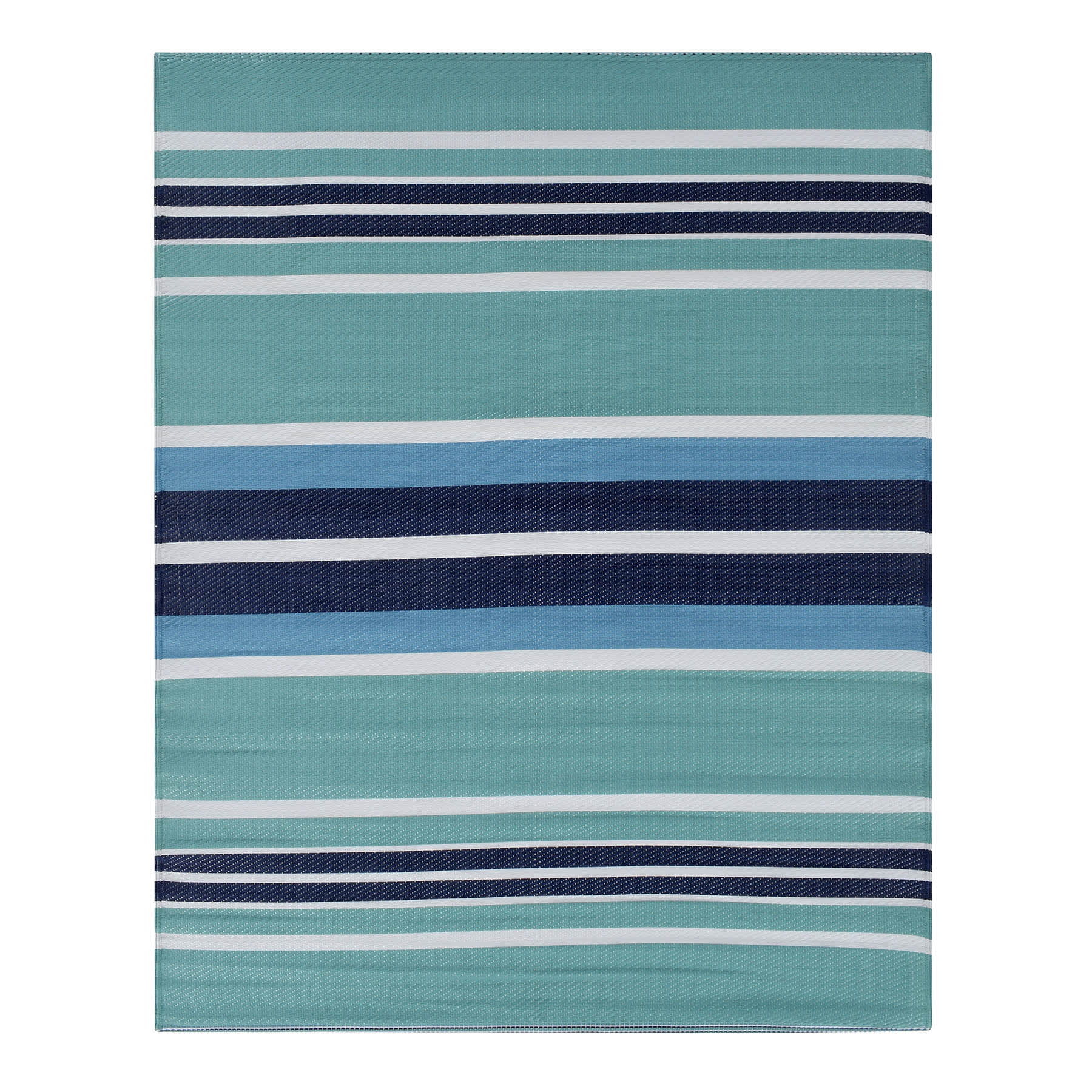 Light Blue Striped Plastic Outdoor Area Rug, 6x9