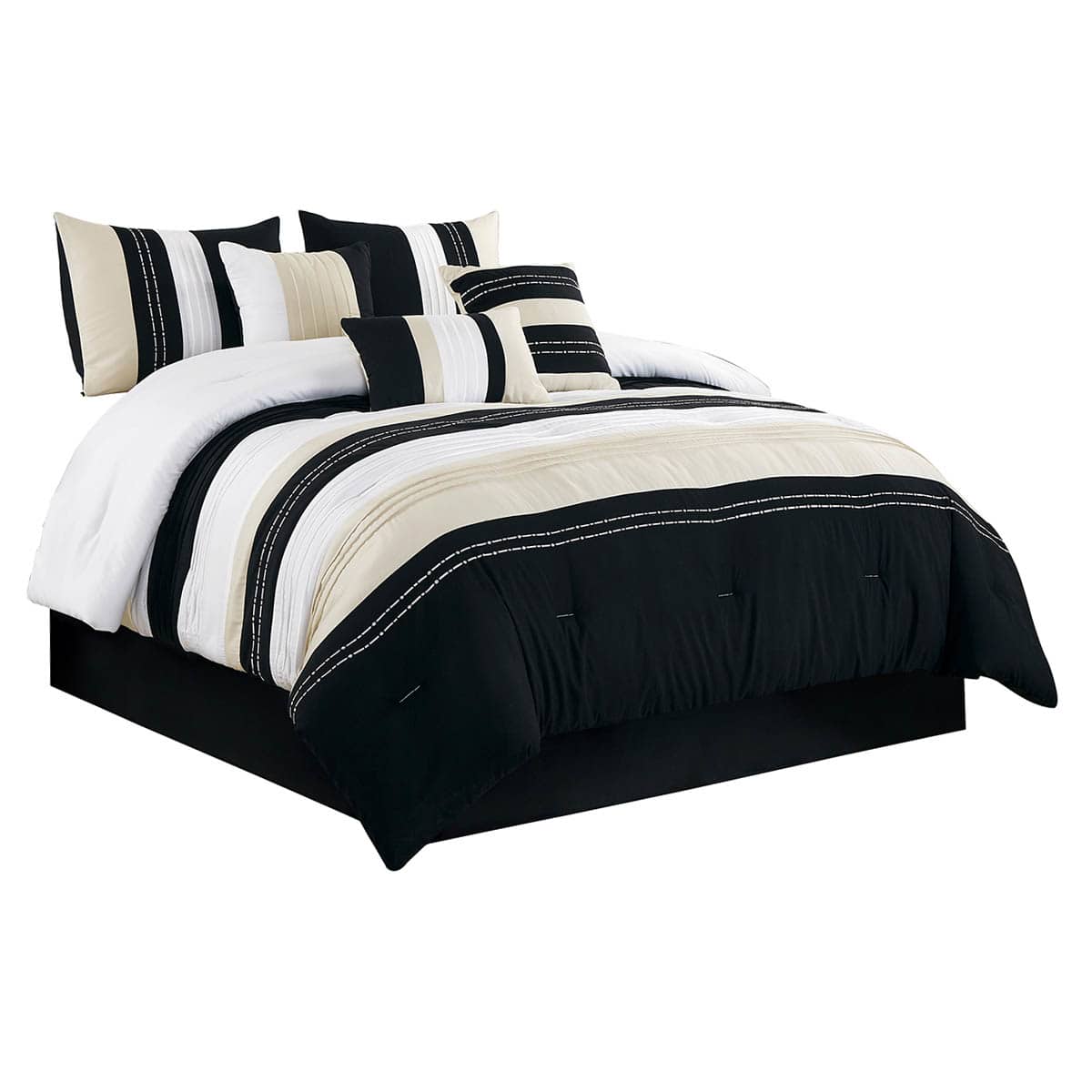 7-Piece Jasper Multicolor Striped Comforter Set, King