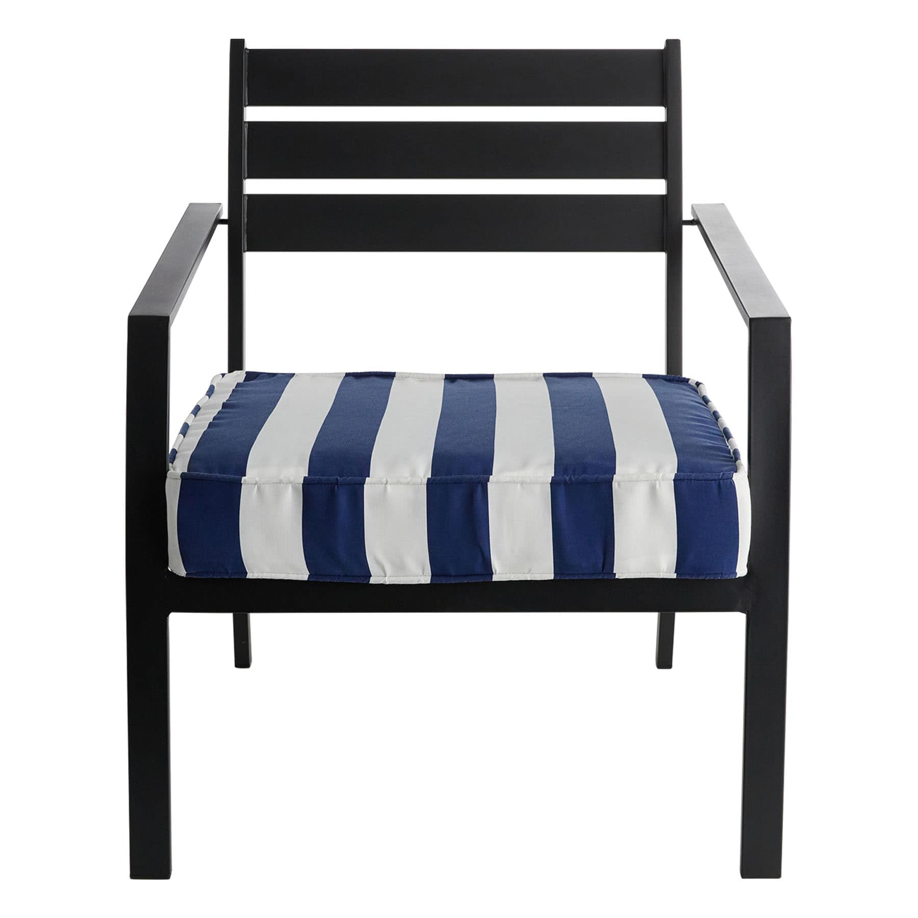 Providence Navy Blue Awning Striped Outdoor Deep Seat Cushion