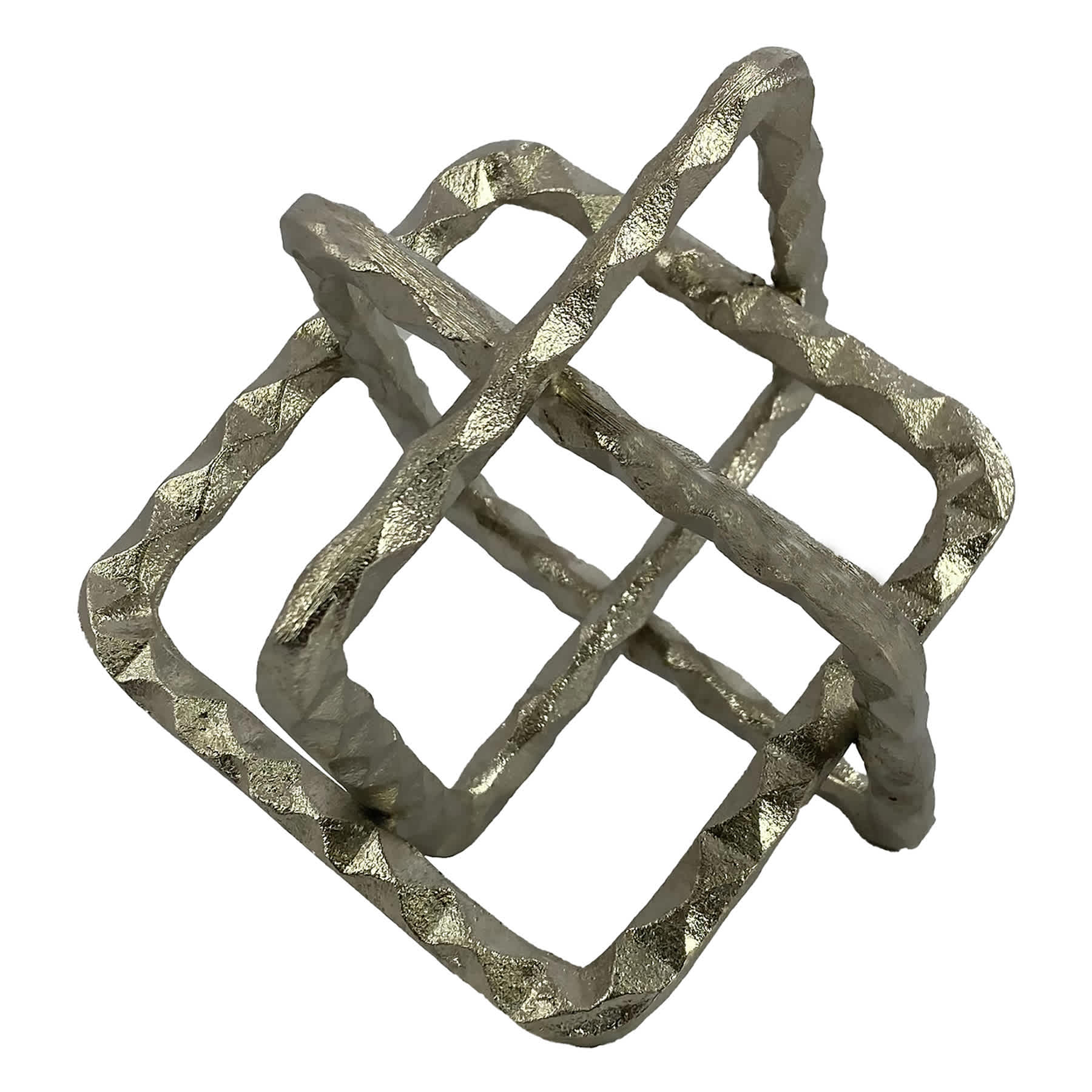 Found & Fable Silver Hammered Square Figurine, 5.2"
