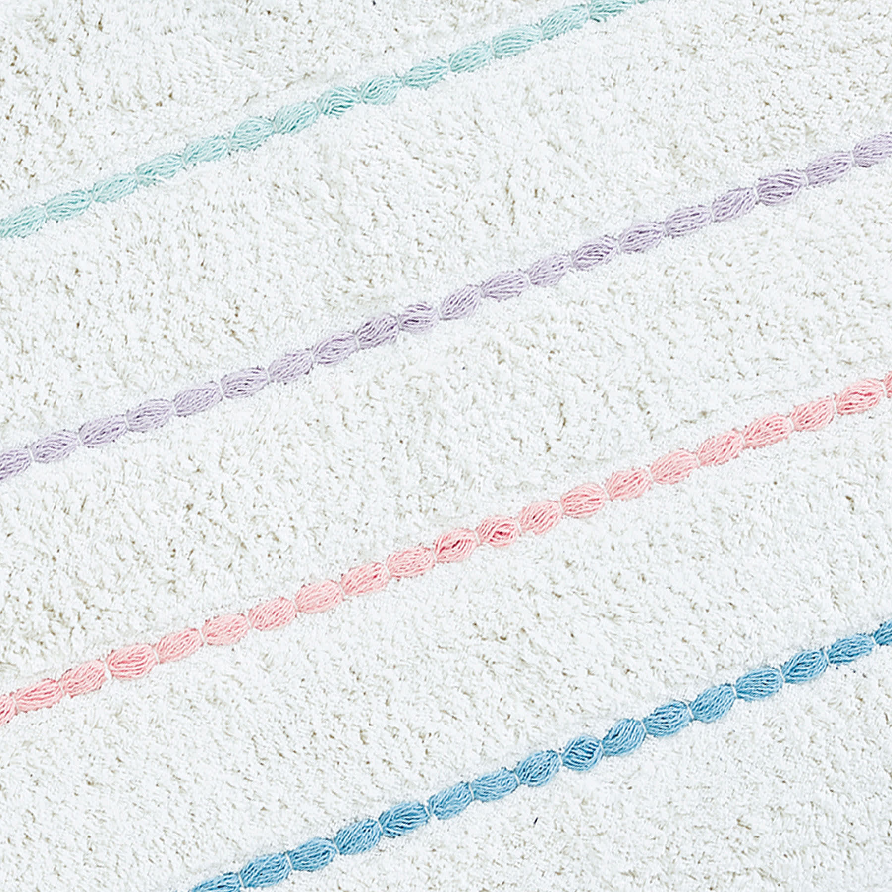 Tiny Dreamers White Pastel Cotton Fringe Bath Rug, 20x30