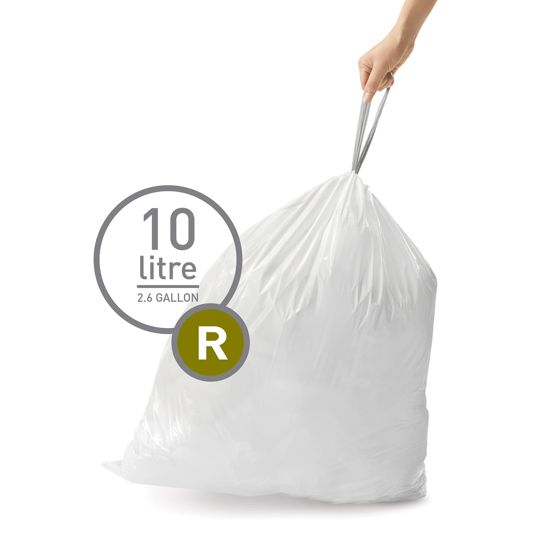 SimpleHuman 20-Pack Custom Fit Trash Can Liners, Code R