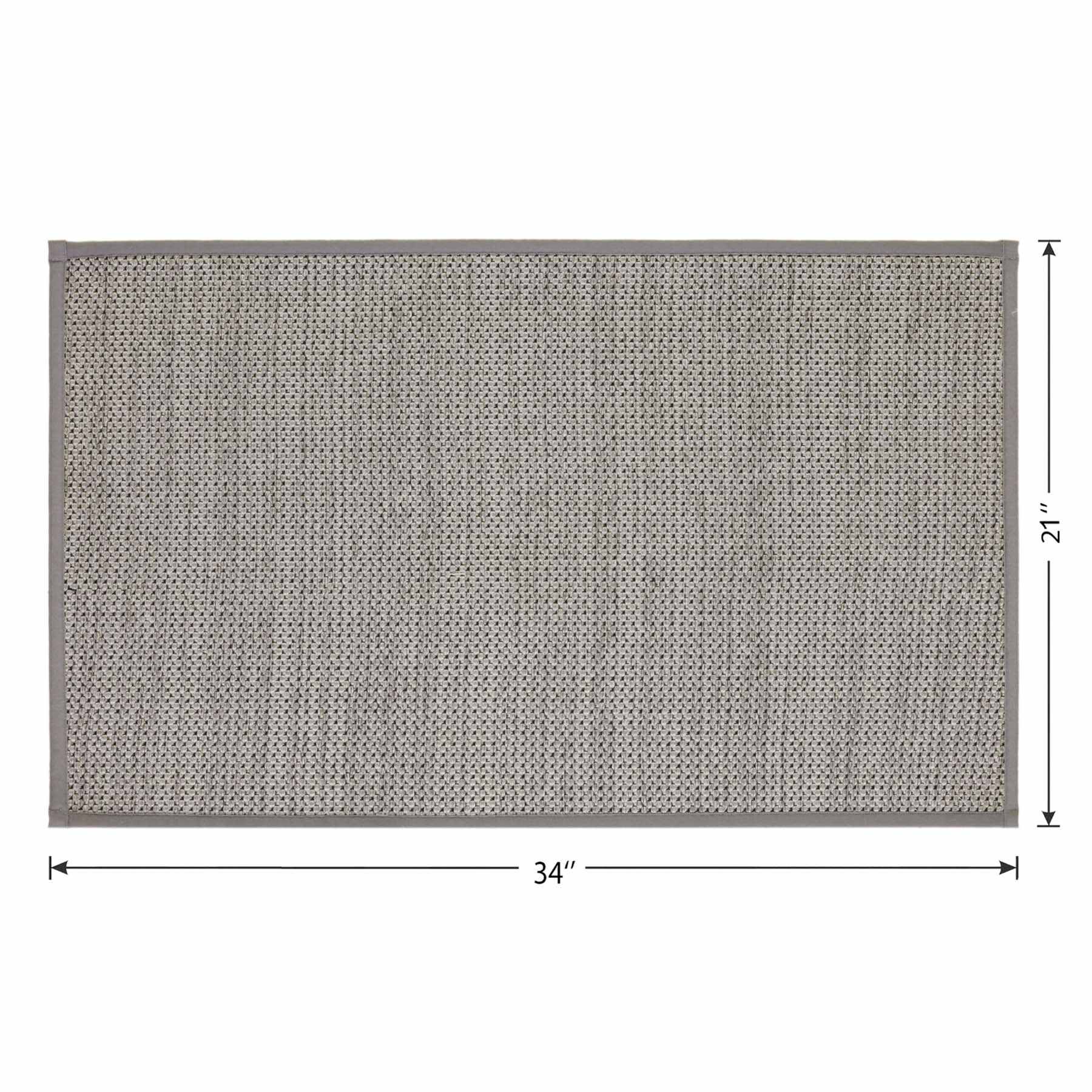 Solid Grey Textured Washable Kitchen Mat, 21x34