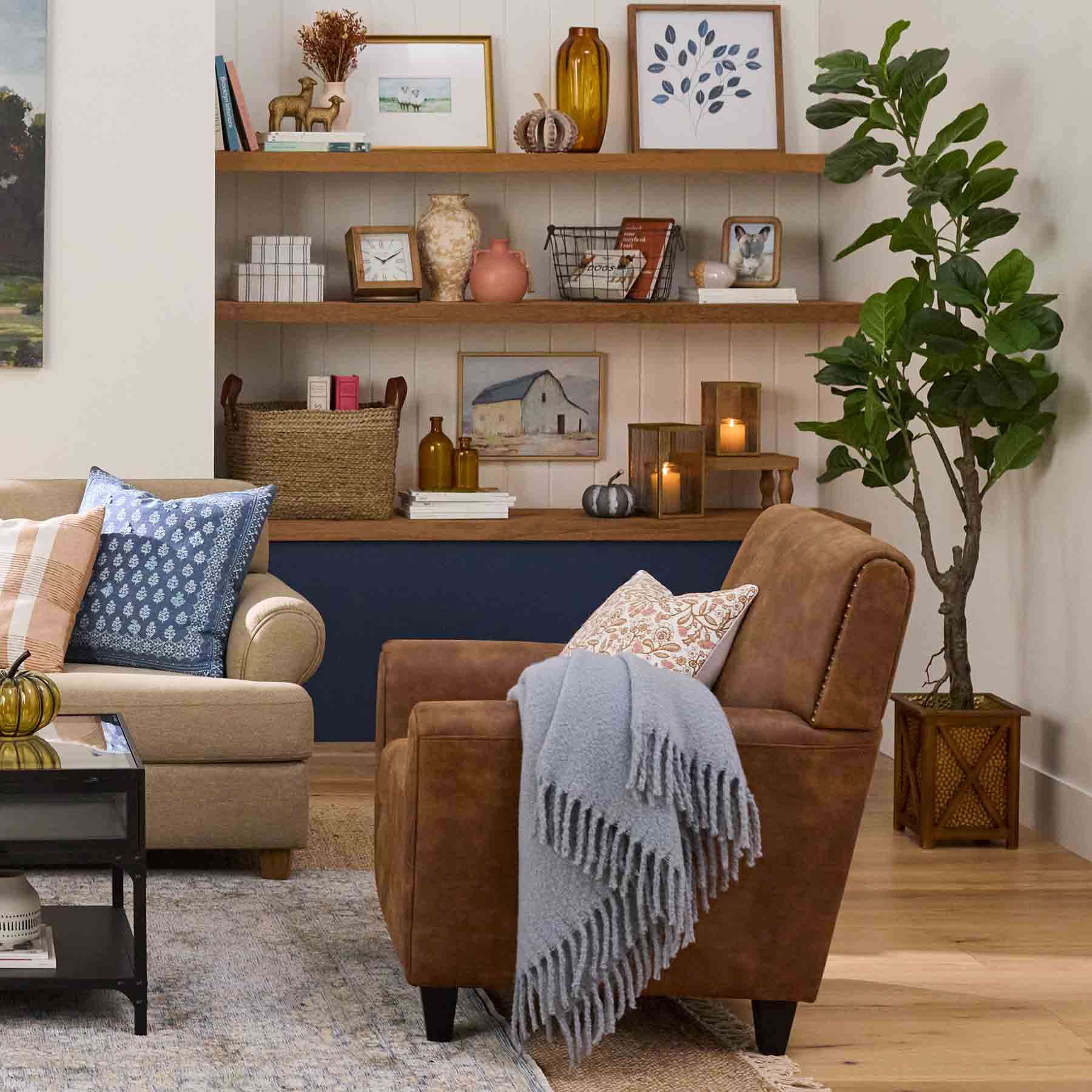 Honeybloom Dylan Faux Leather Accent Chair, Brown