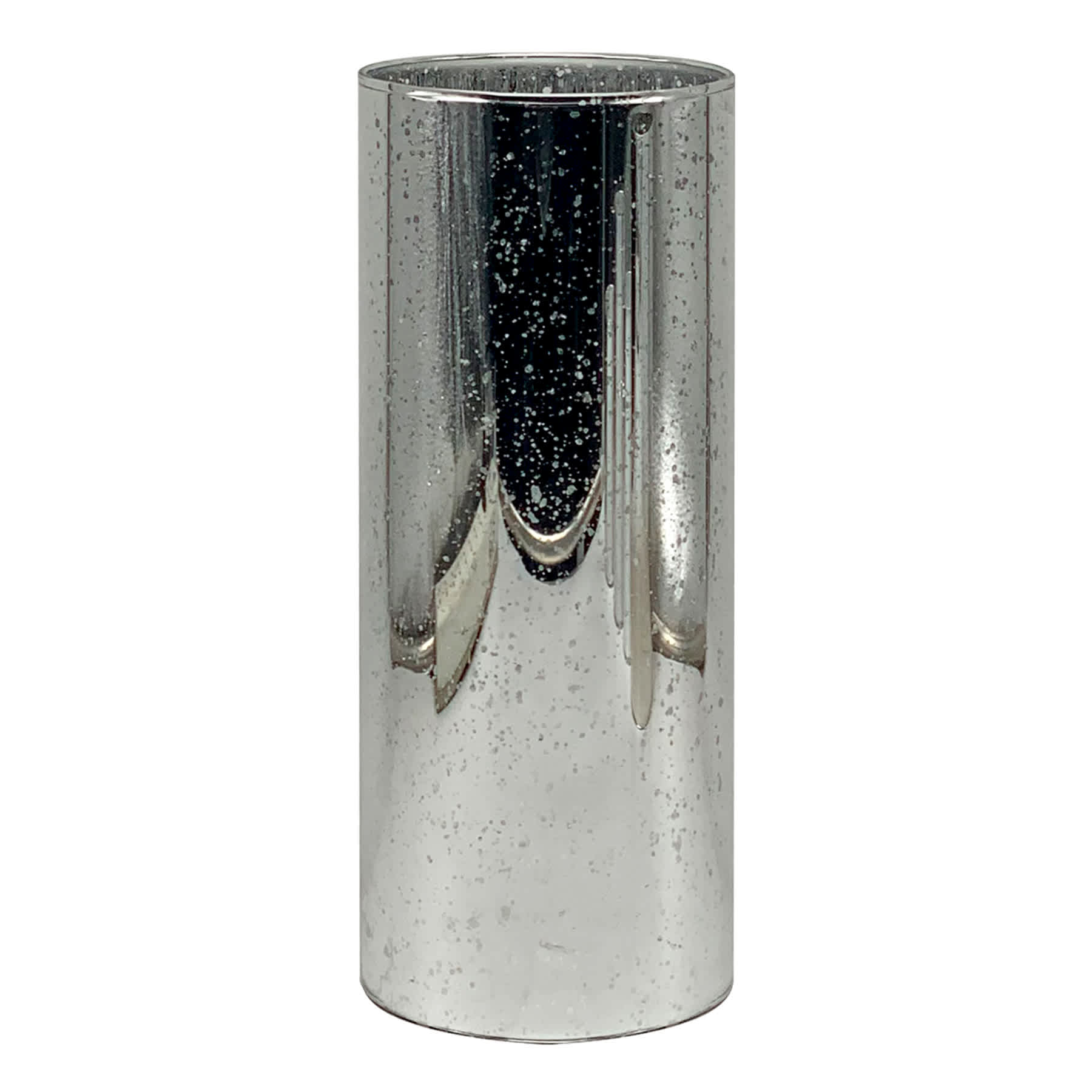 Providence Silver Mercury Glass LED Pillar Candle, 4x10