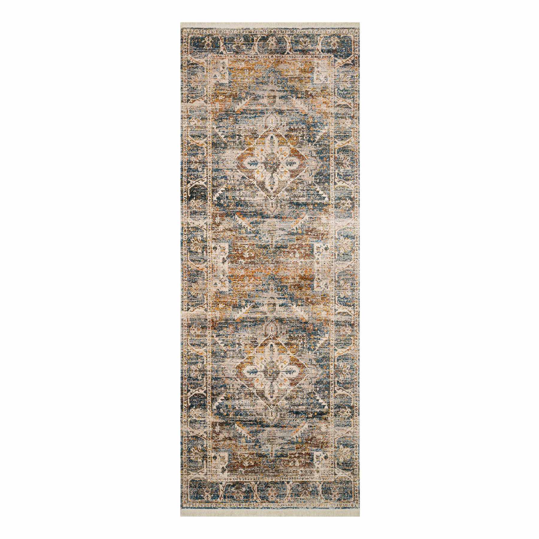 (A407) Halton Slate Rust Distressed-Look Runner, 2x7