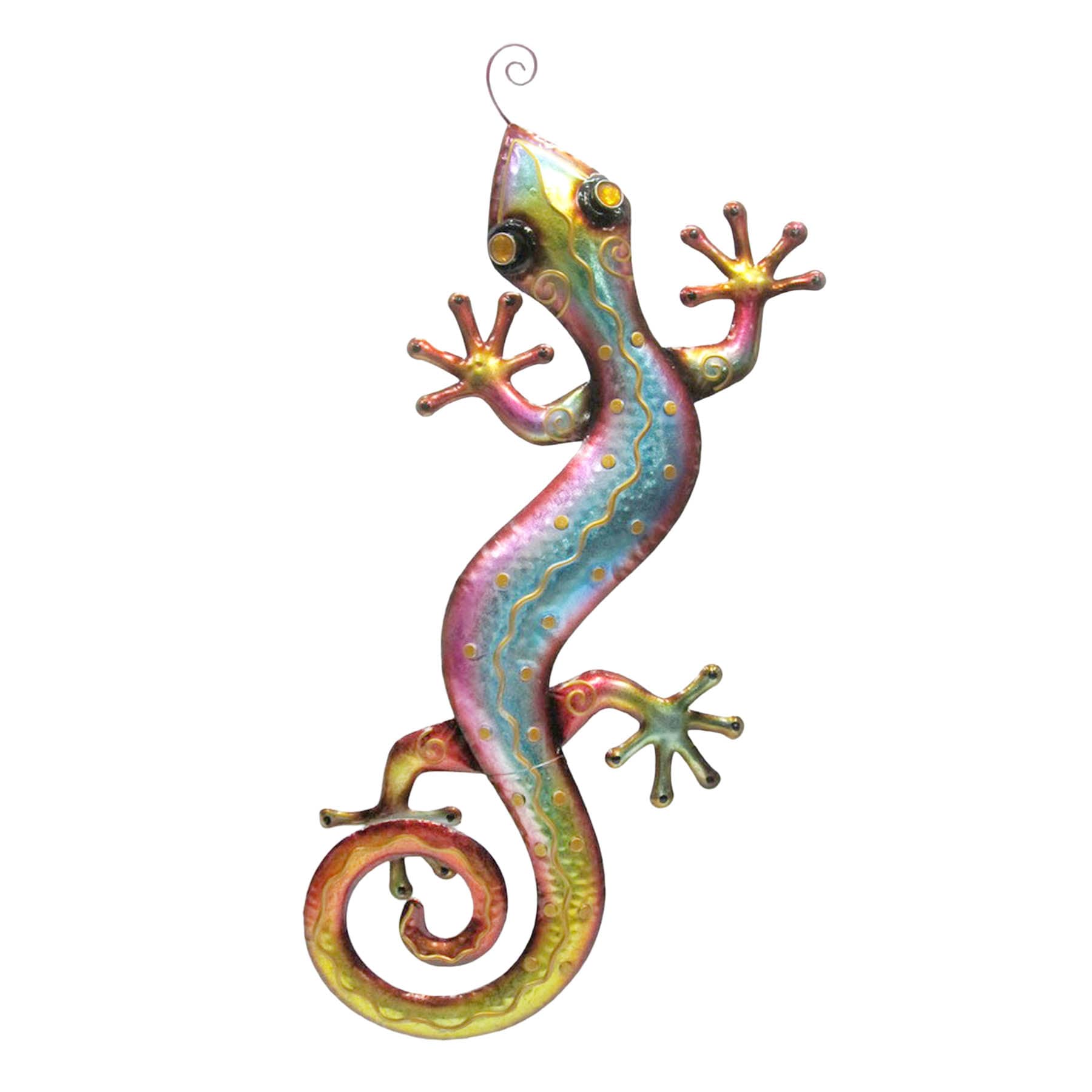 Pink Metal Gecko Outdoor Wall Decor, 29"