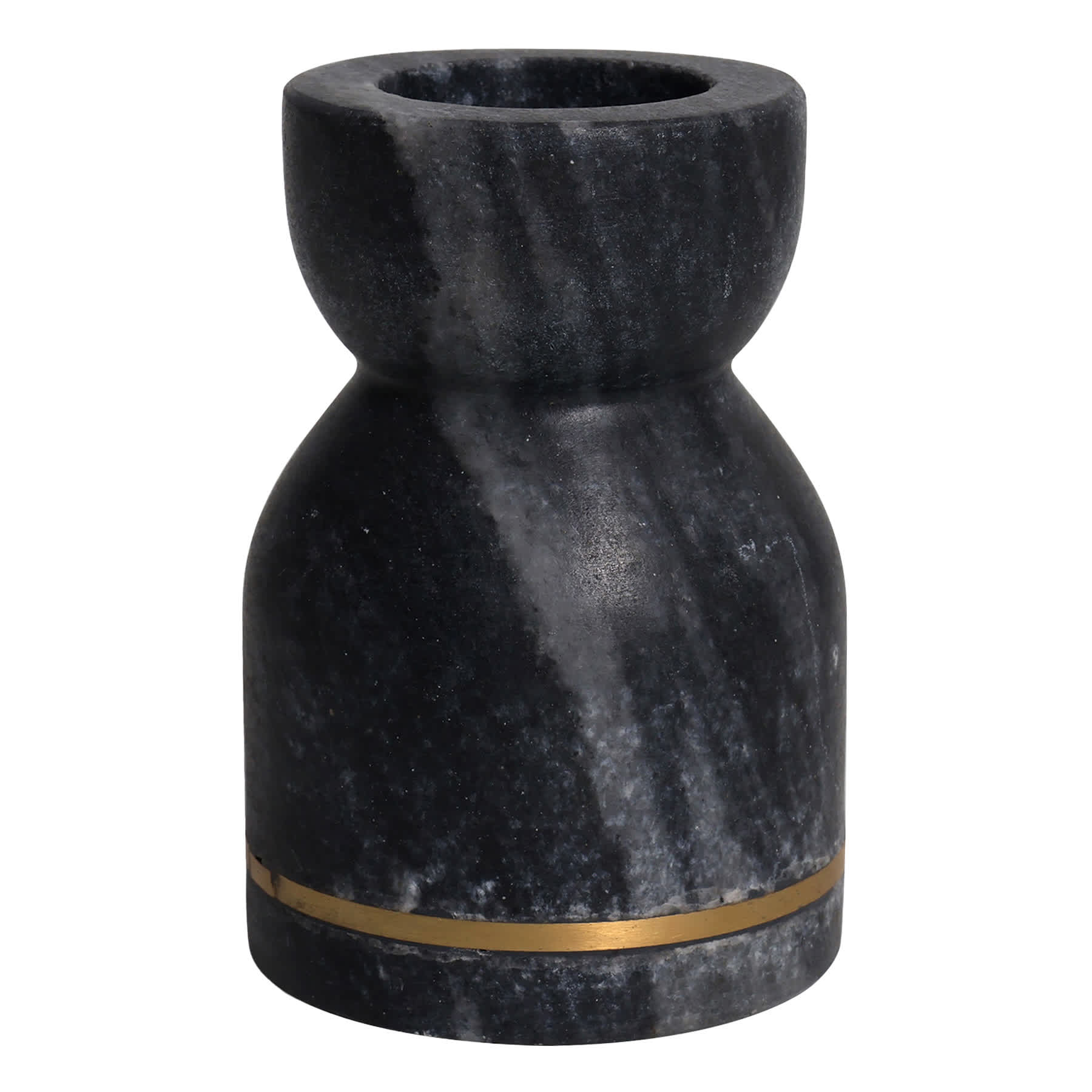 Black Marble & Gold Taper Candle Holder, 4.5"