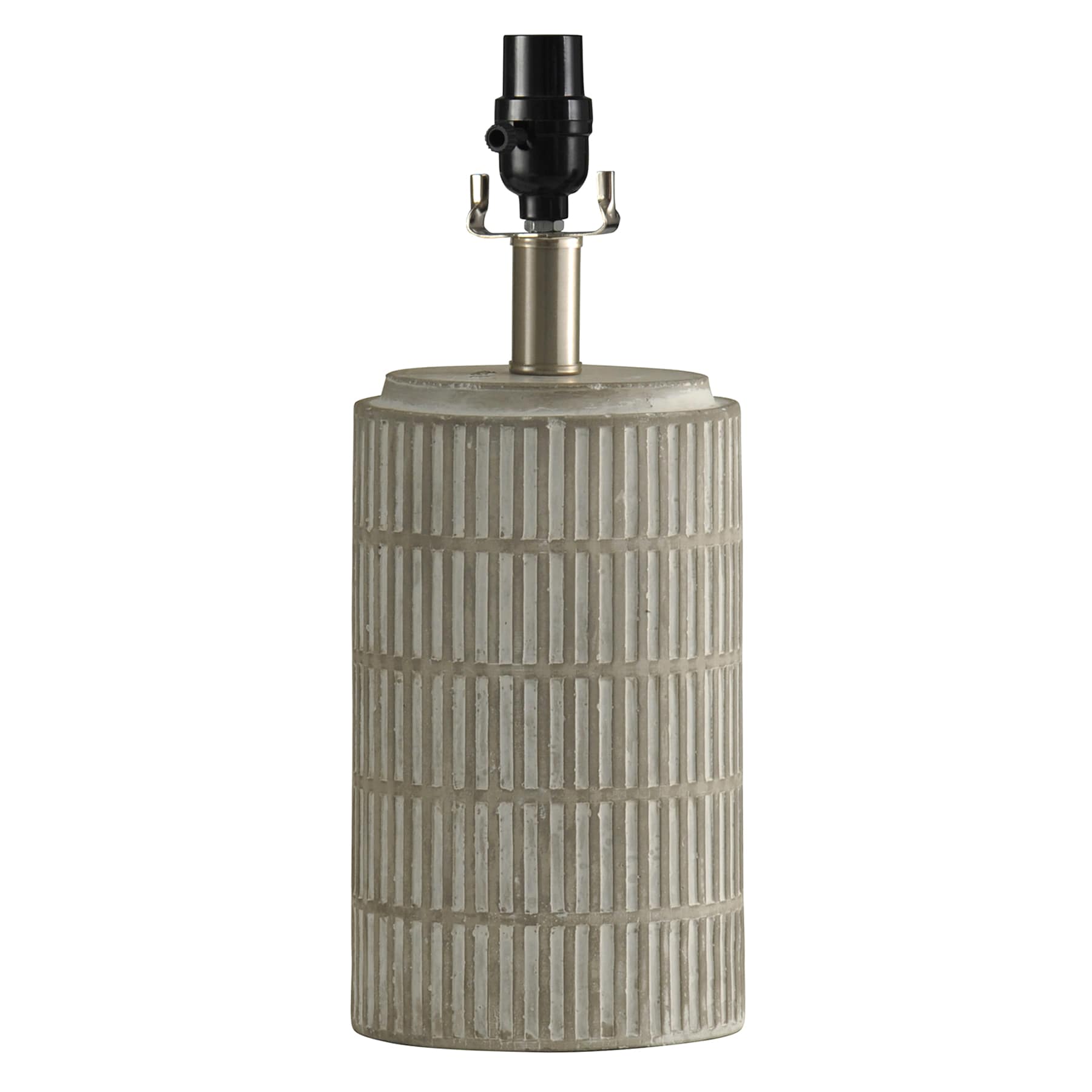 Grey Carved Pillar Small Lamp Base, 14.5"