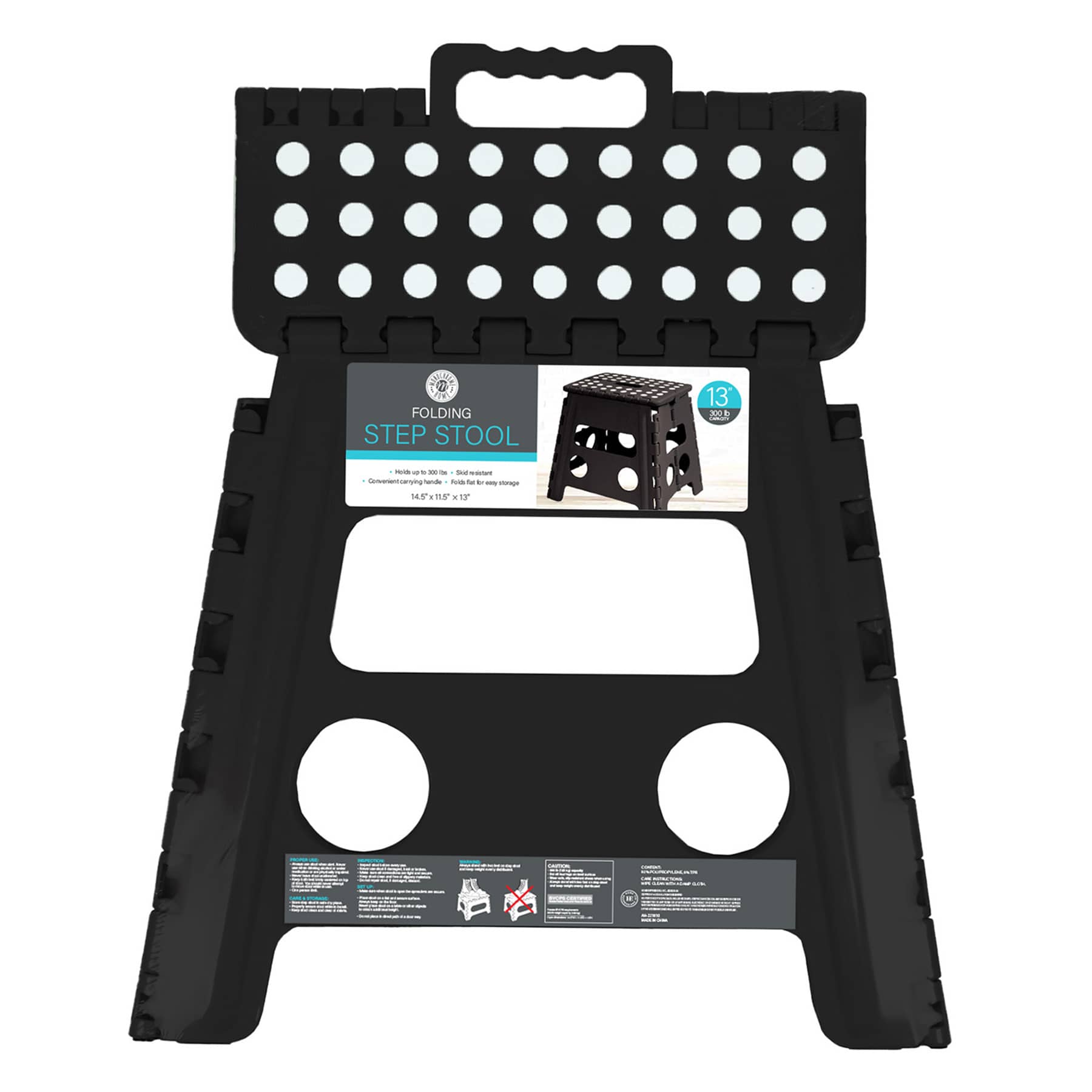 13 Inch Folding Step Stool Black