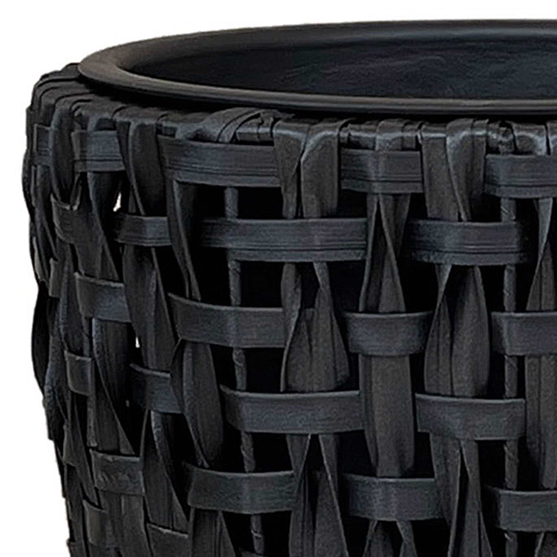 Found & Fable Black Woven Plicker Outdoor Planter, Small