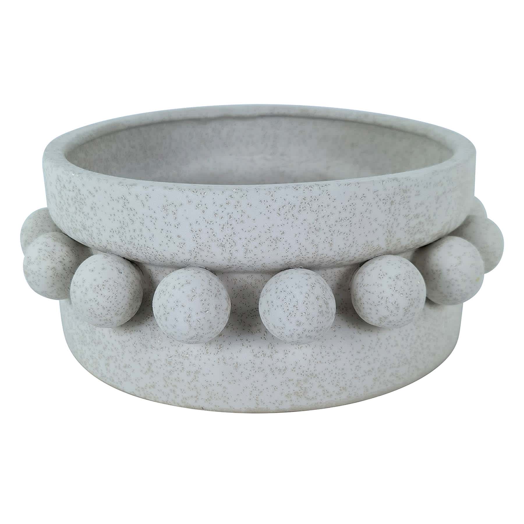 Round Grey Ceramic Decorative Bowl, 10.5"