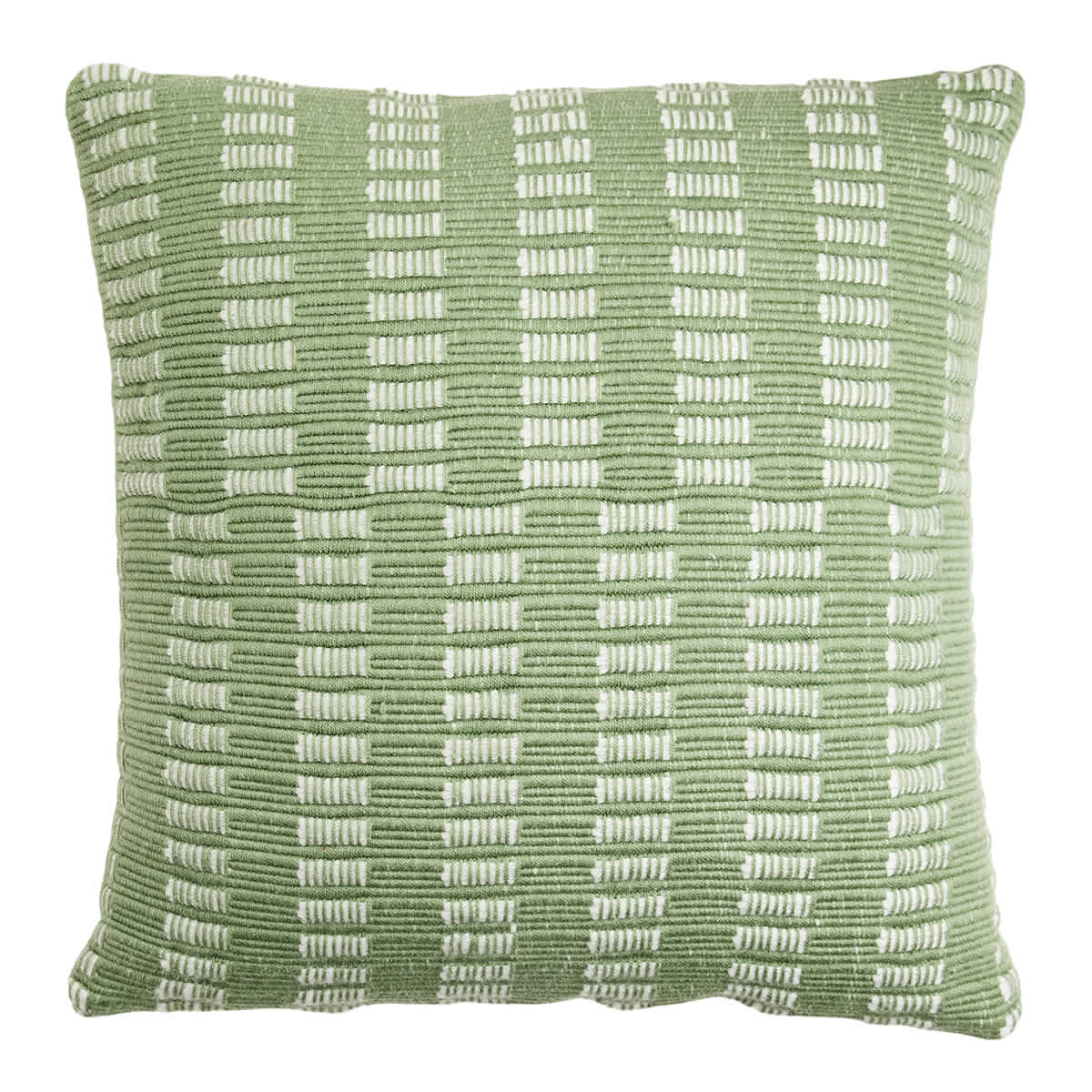 Honeybloom Green Textured Broken Stripe Square Outdoor Throw Pillow, 18"