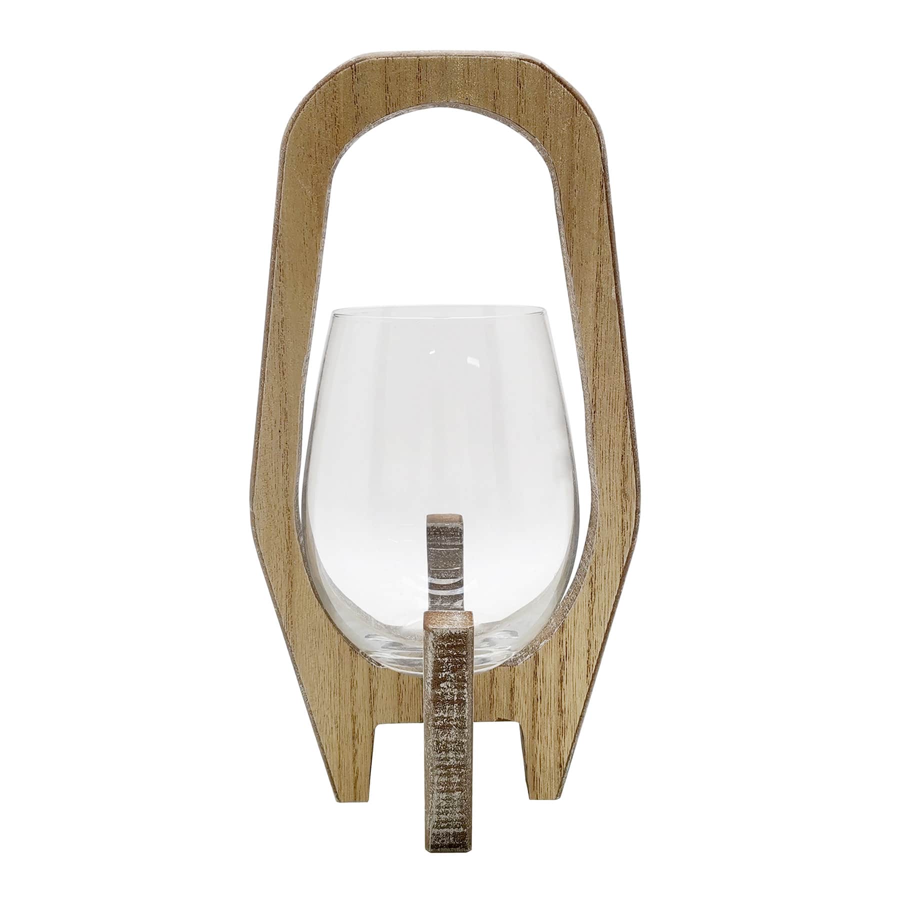 Ty Pennington Small Wood & Glass Candle Holder, 10"