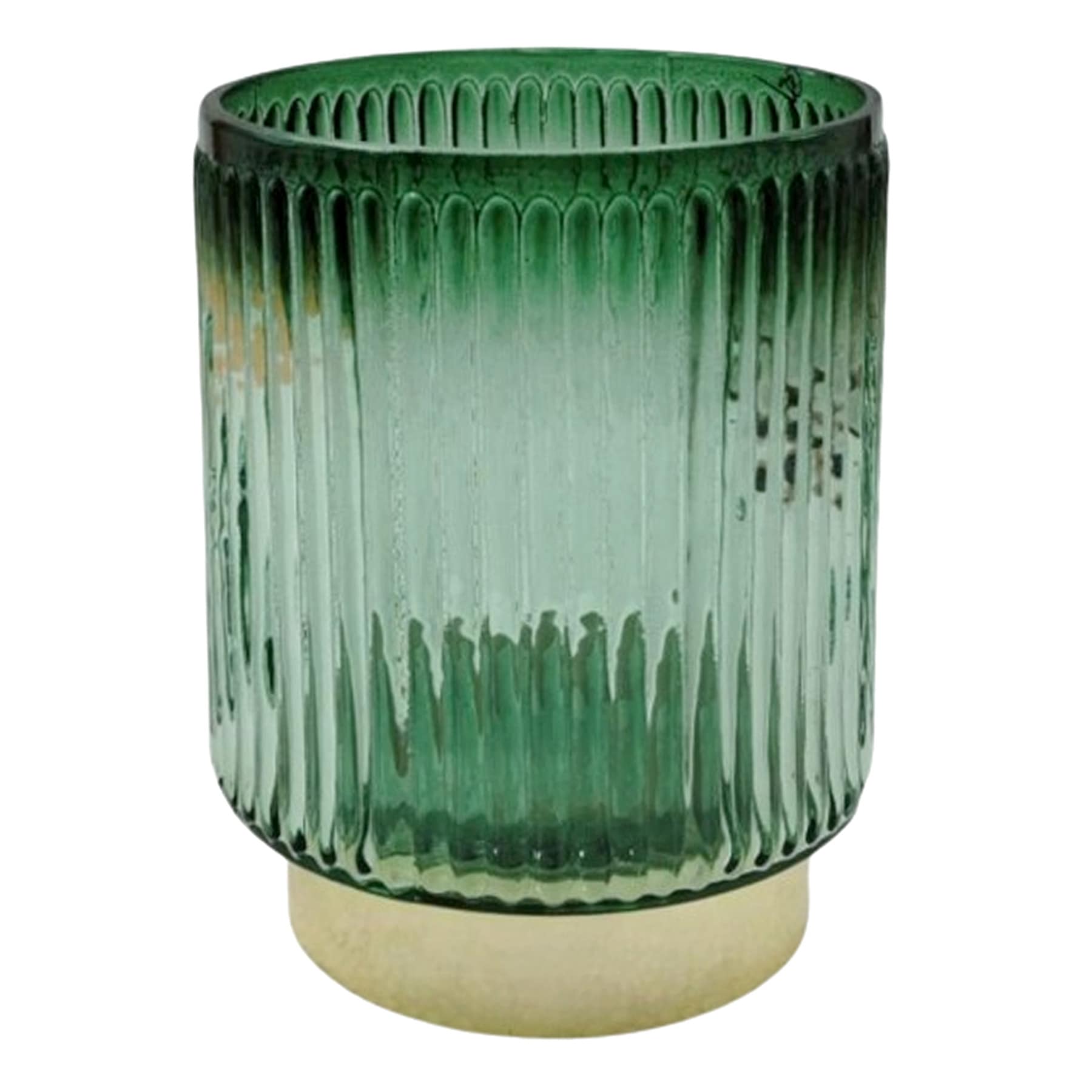 Found & Fable Green Glass Votive Candle Holder, 5"