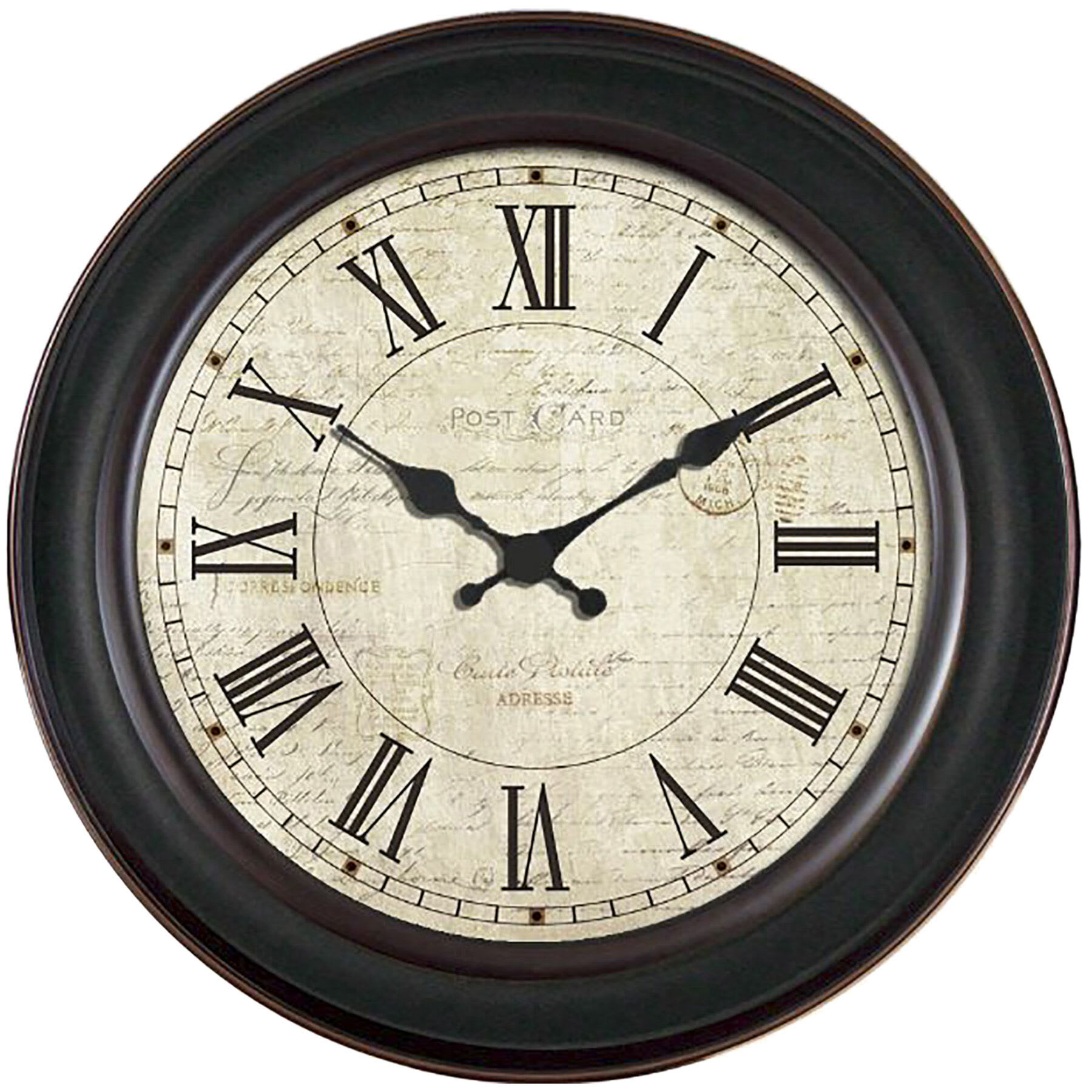 Vintage Postcard Roman Numeral Round Wall Clock, 12"