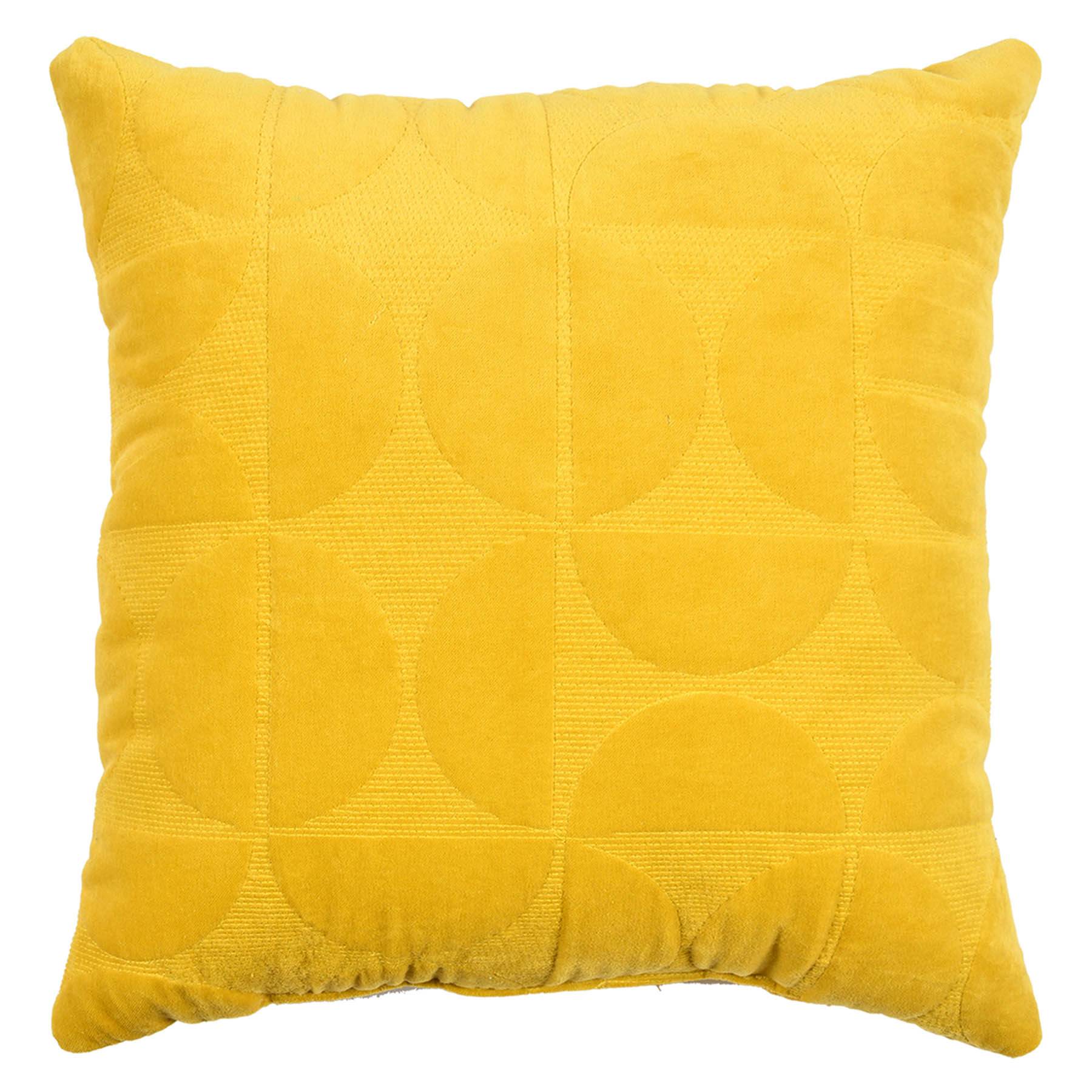 Crosby St. Yellow Geo Quilted Velvet Throw Pillow, 18"