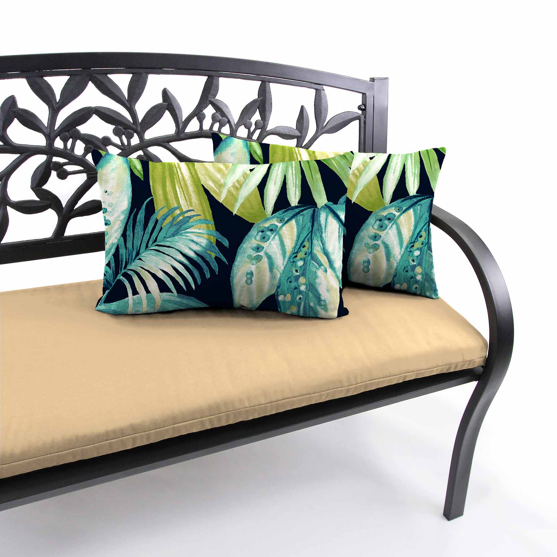 Seneca Navy Lumbar Outdoor Throw Pillow, 14x20