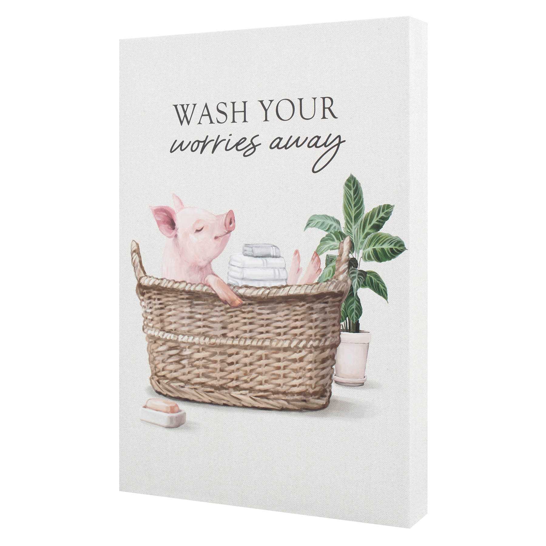 Pig In Bath Canvas Wall Art, 12x16