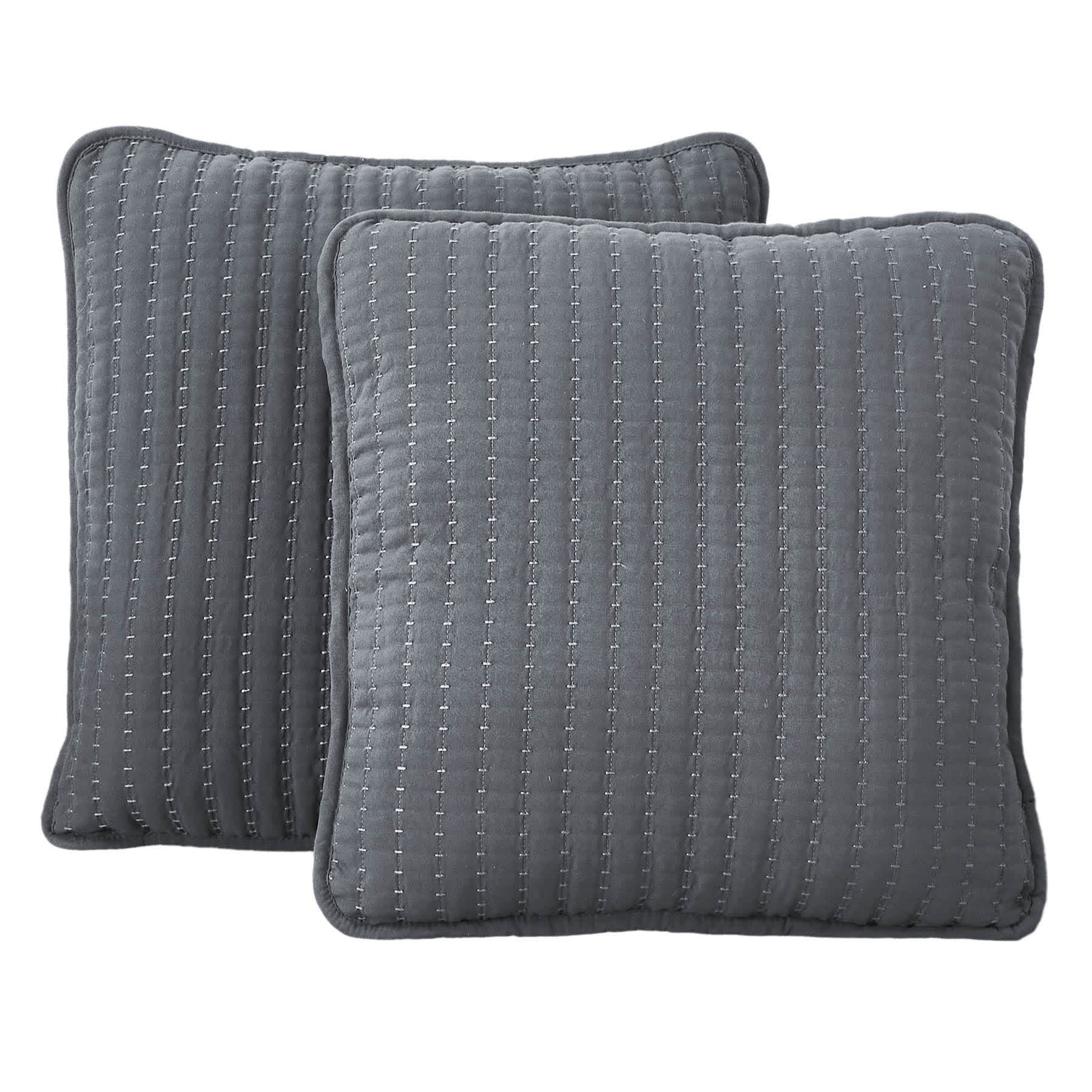 Honeybloom 2-Pack Dark Grey Washed Microfiber Pillows, 18"