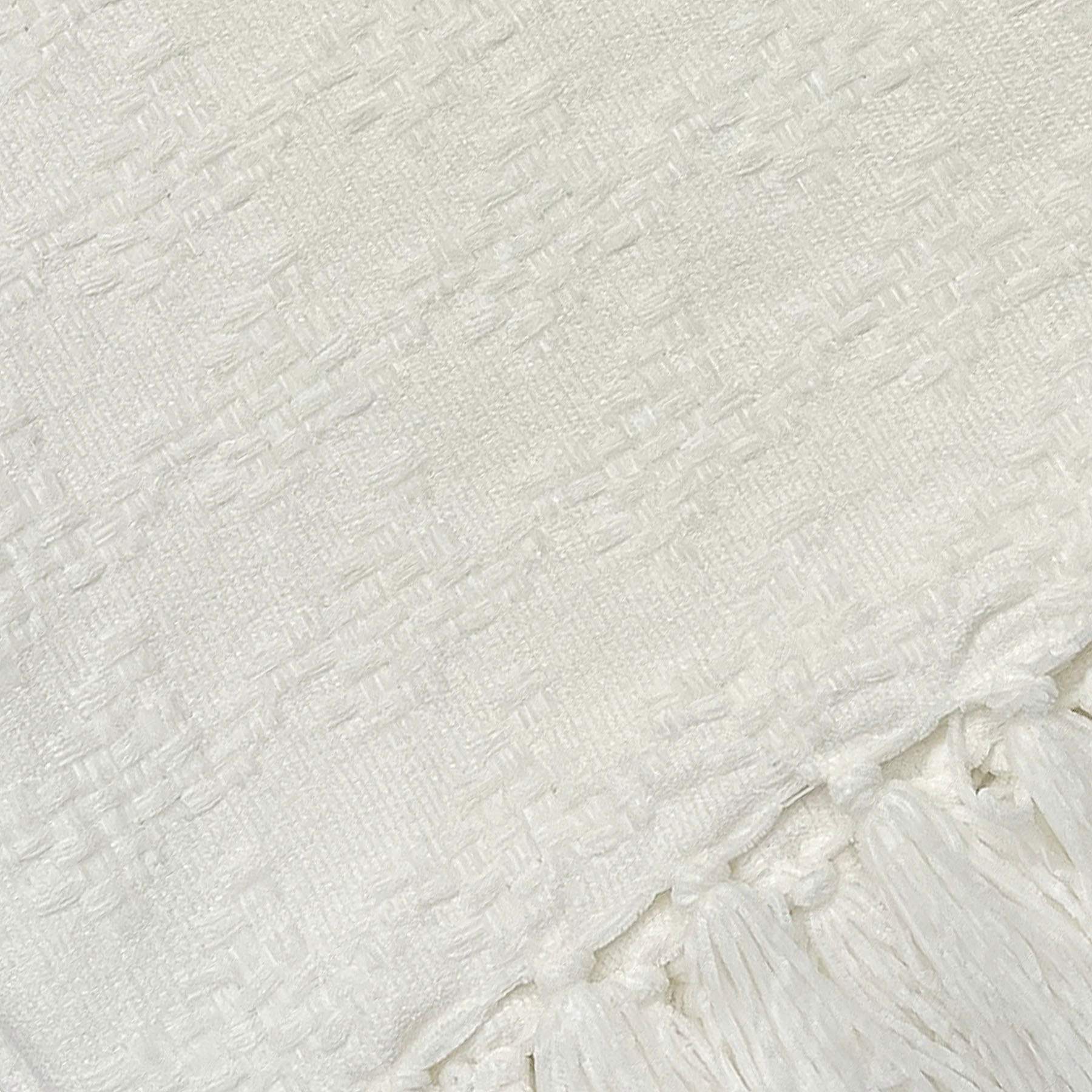 Crosby St. White Jacquard Woven Throw Blanket, 50x60