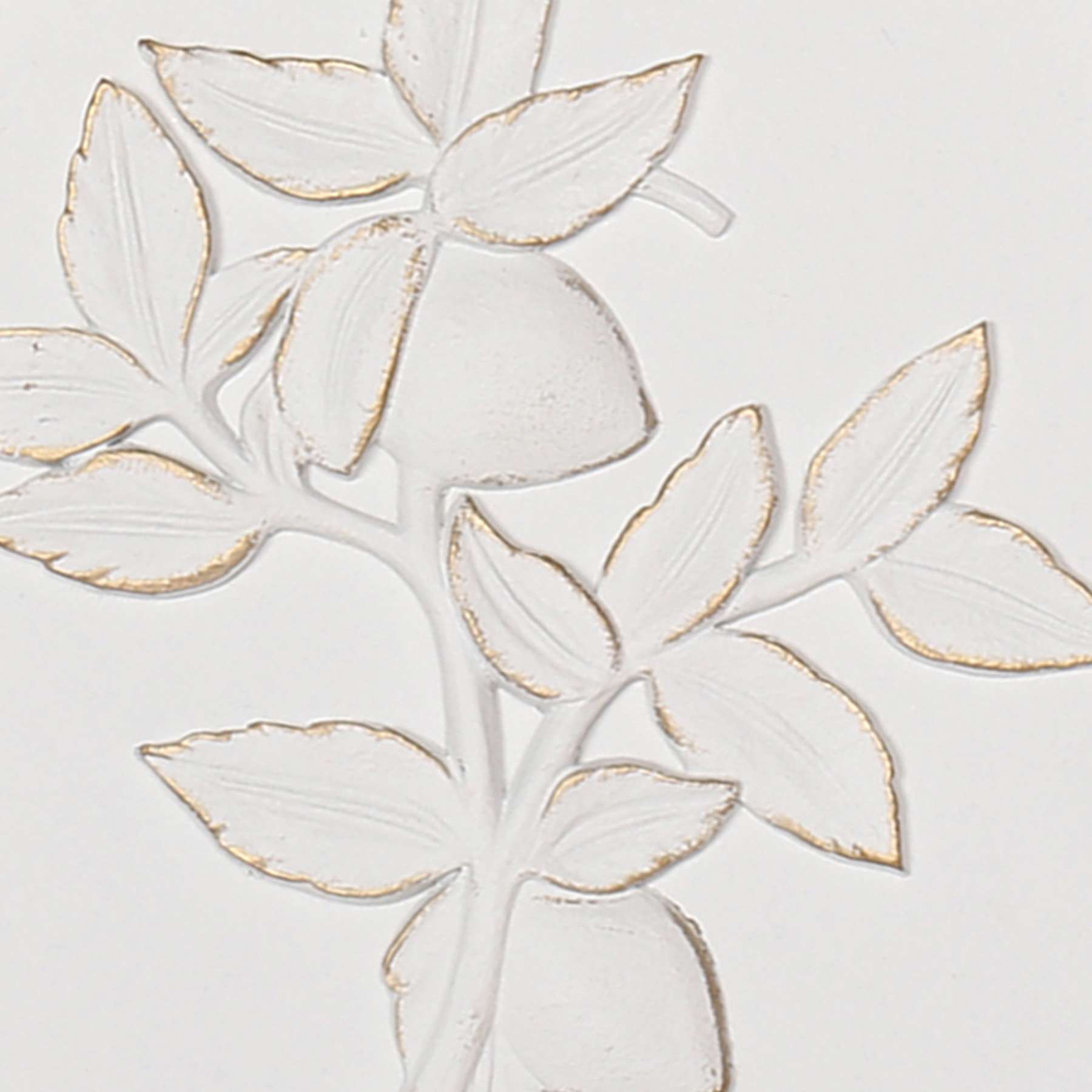 Providence White Wooden Wall Decor with Leaf, 12"