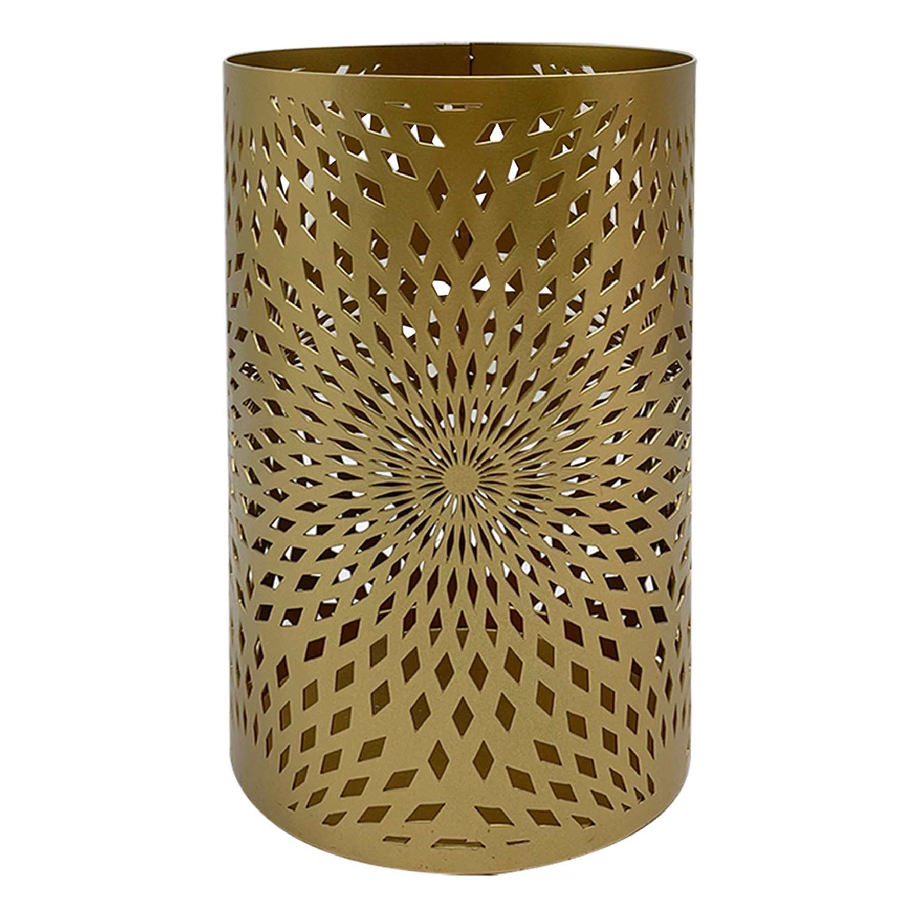 Gold Punched Metal Lantern, 8"