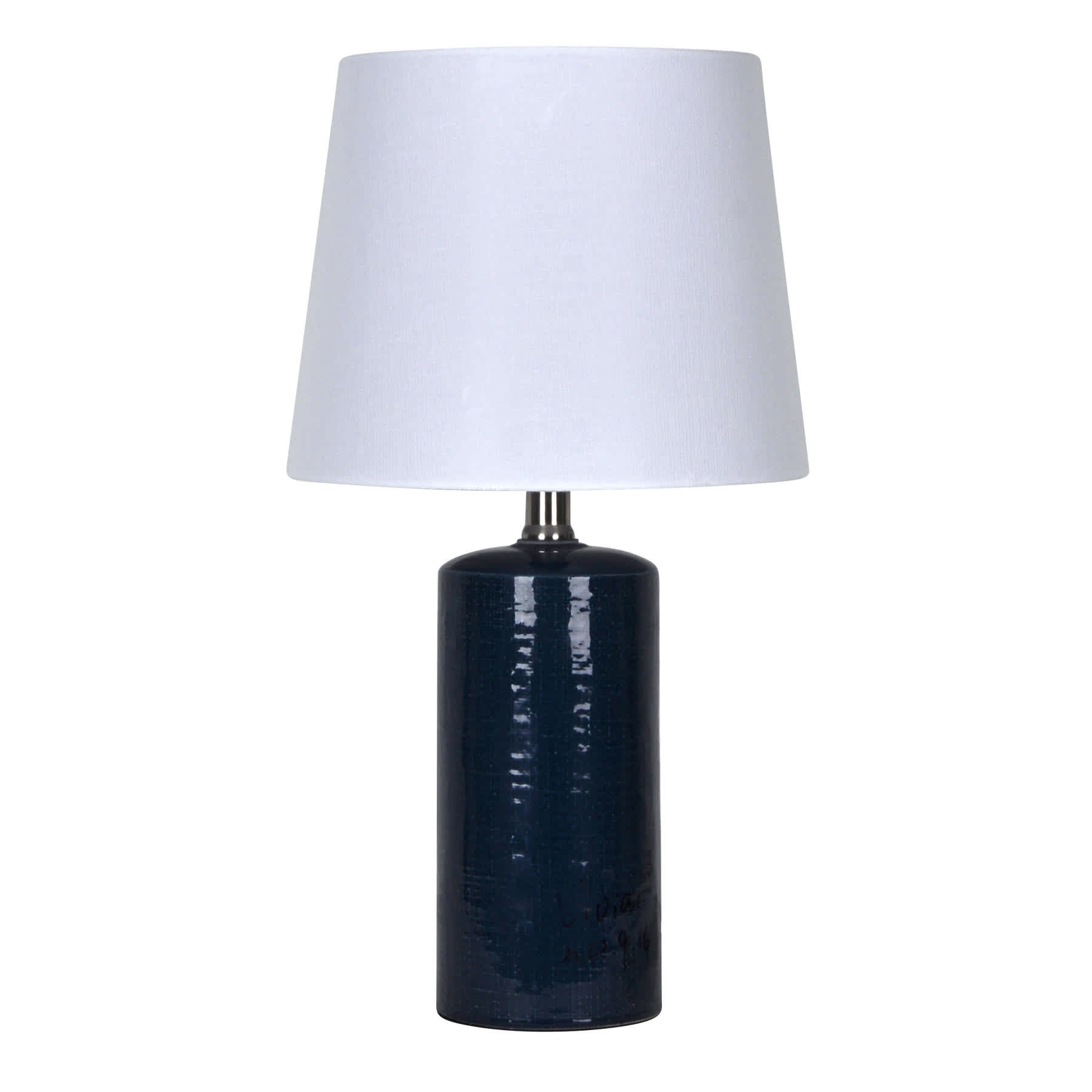 Honeybloom Dark Blue Ceramic Small Table Lamp with Shade, 18"